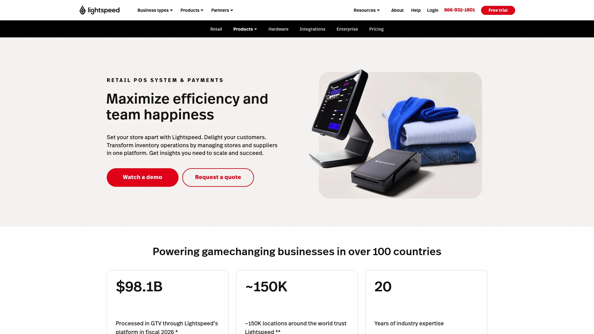 Lightspeed Retail cloud POS software homepage