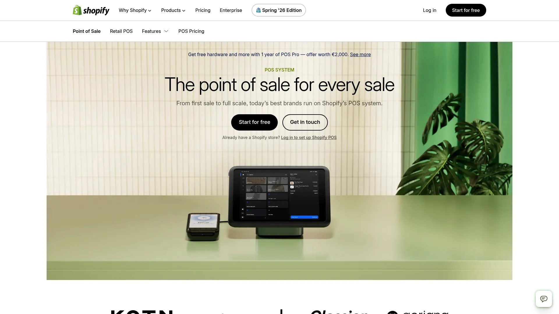 Shopify POS retail point-of-sale system homepage