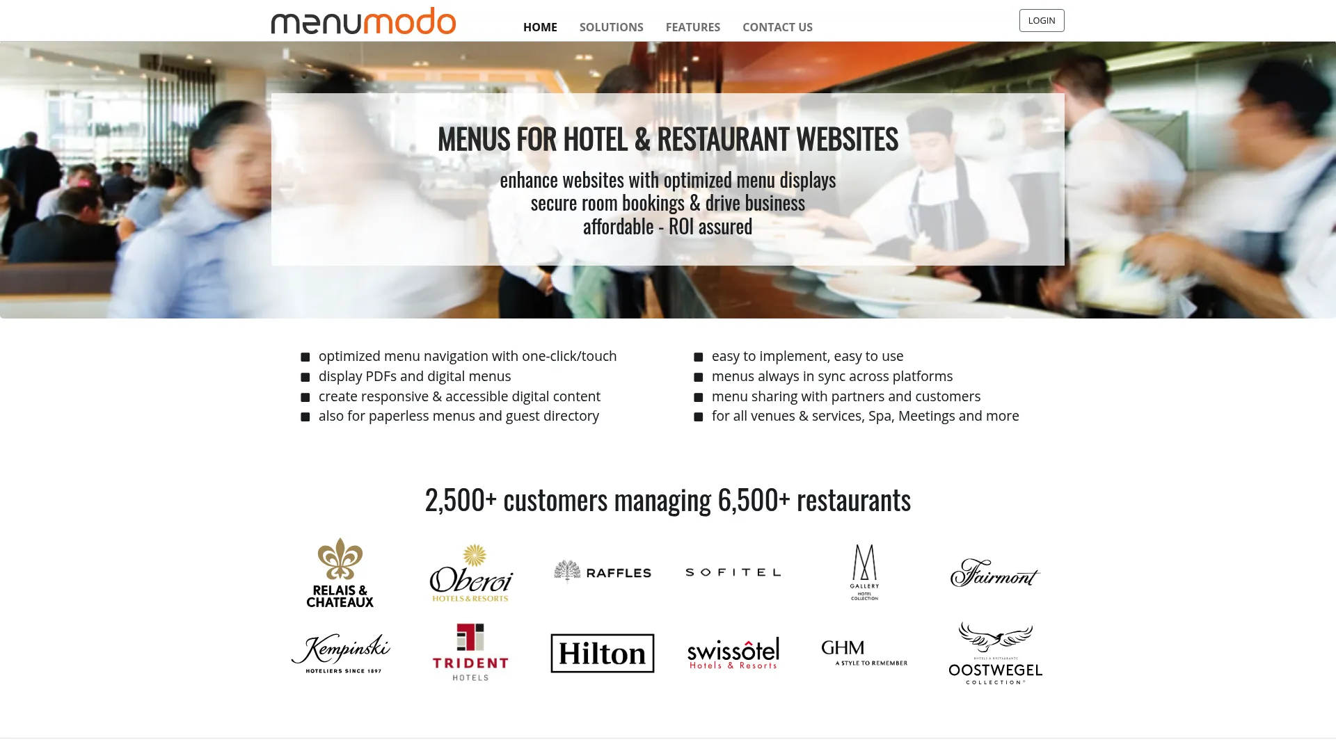 Menumodo online menu management software homepage
