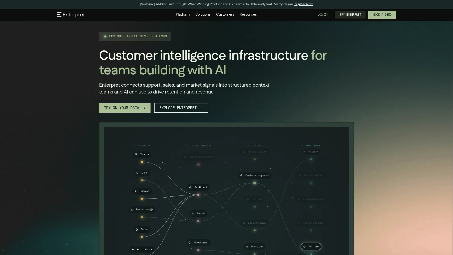 Enterpret customer intelligence and feedback analysis dashboard