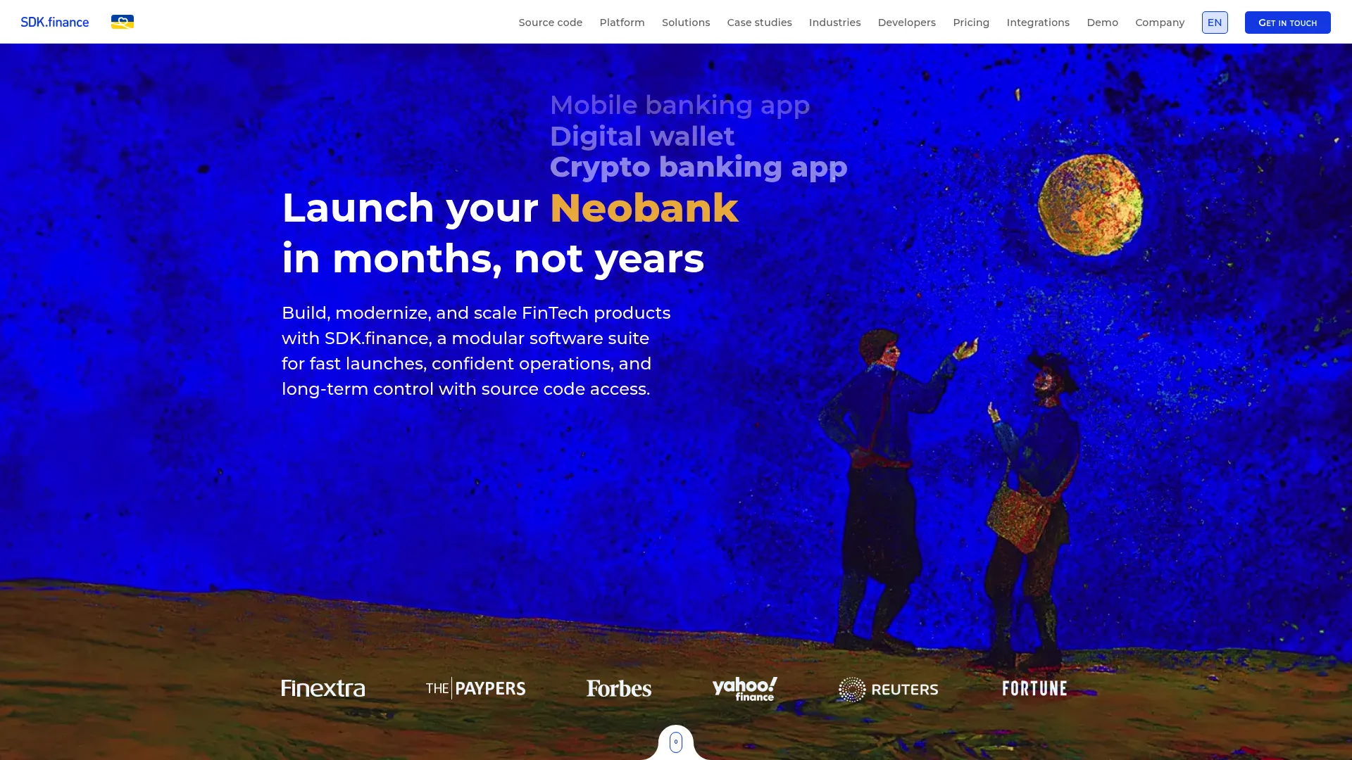 SDK.finance white-label wallet platform homepage