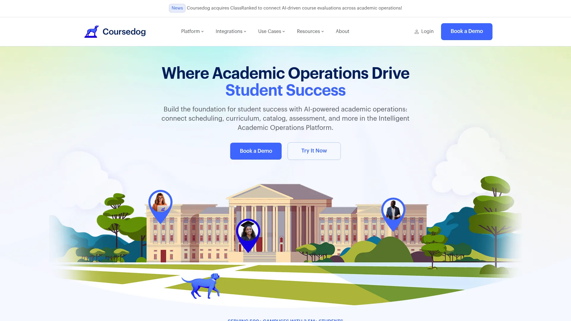 Coursedog academic scheduling software homepage