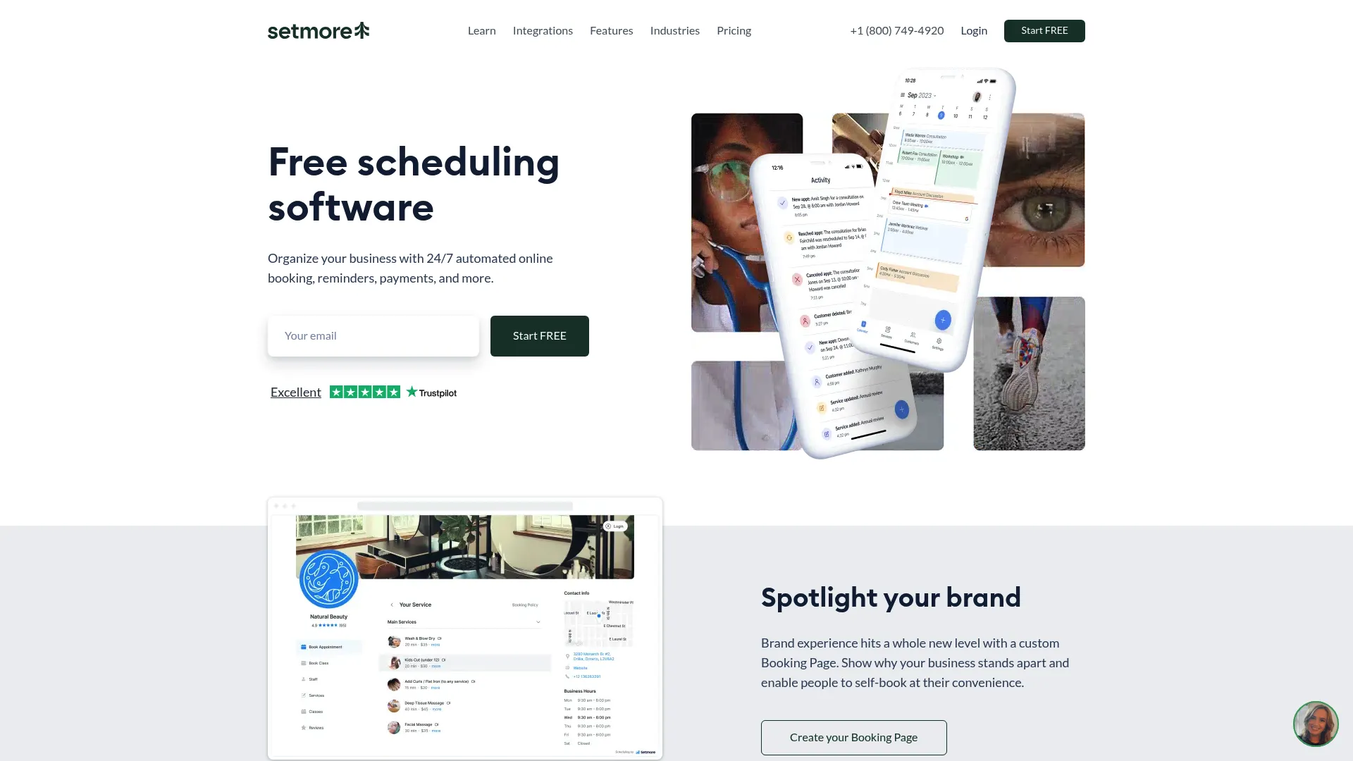 Setmore appointment scheduling software homepage