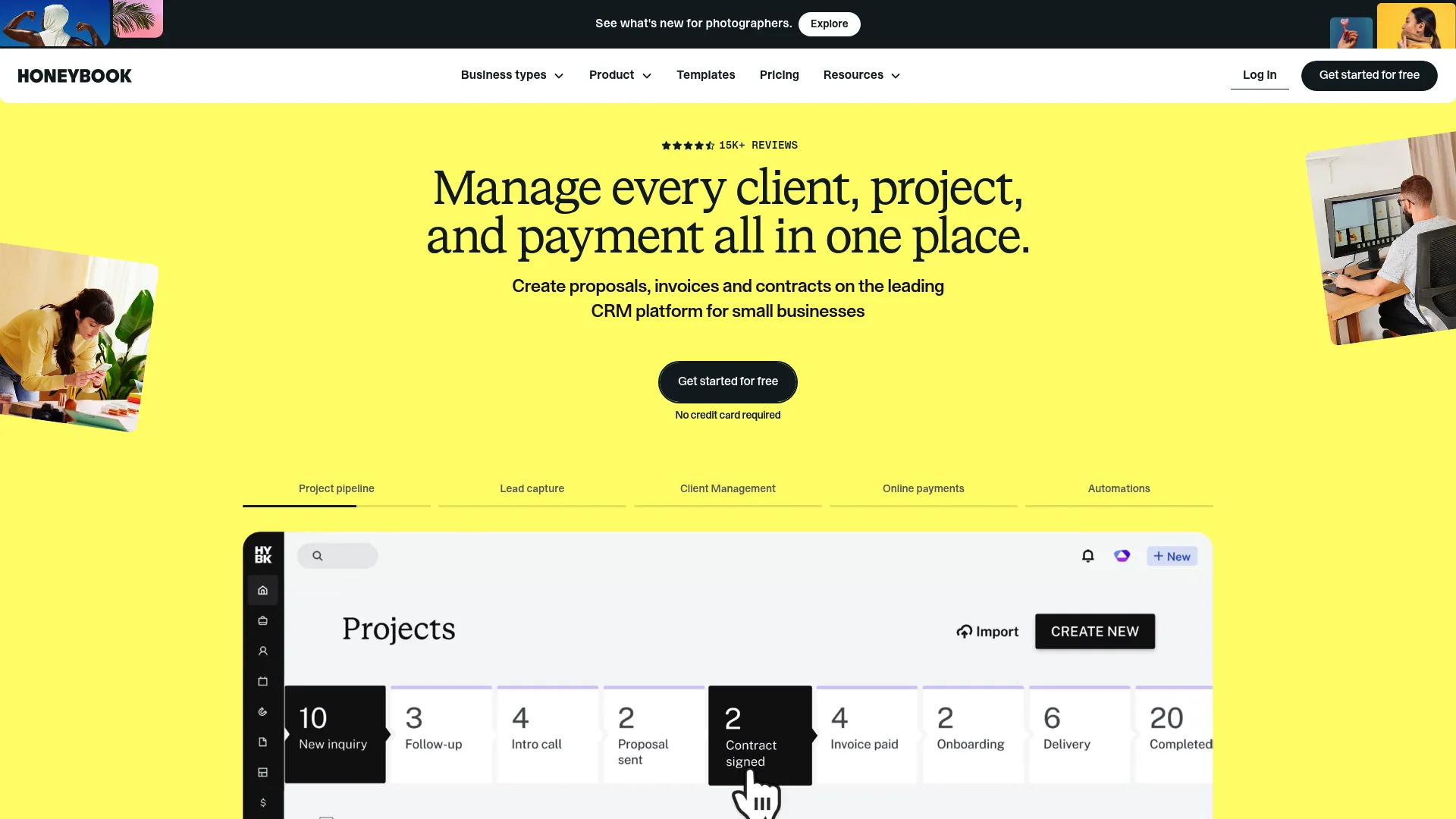 HoneyBook clientflow management software for service businesses