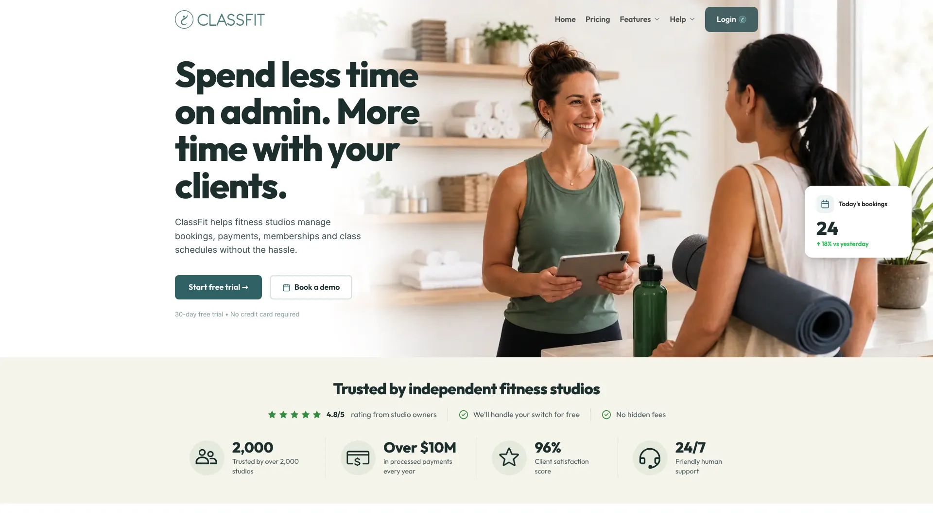 ClassFit fitness class scheduling software