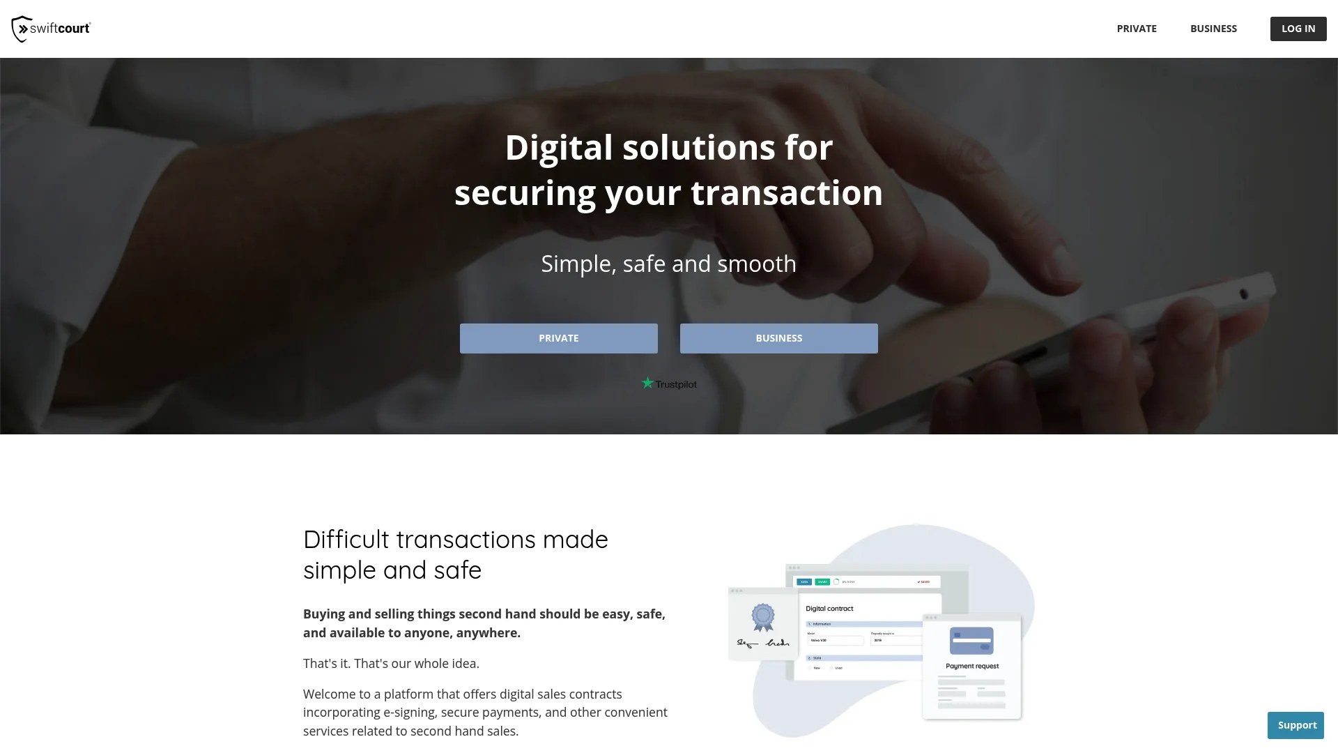Swiftcourt digital contracts and secure payment platform
