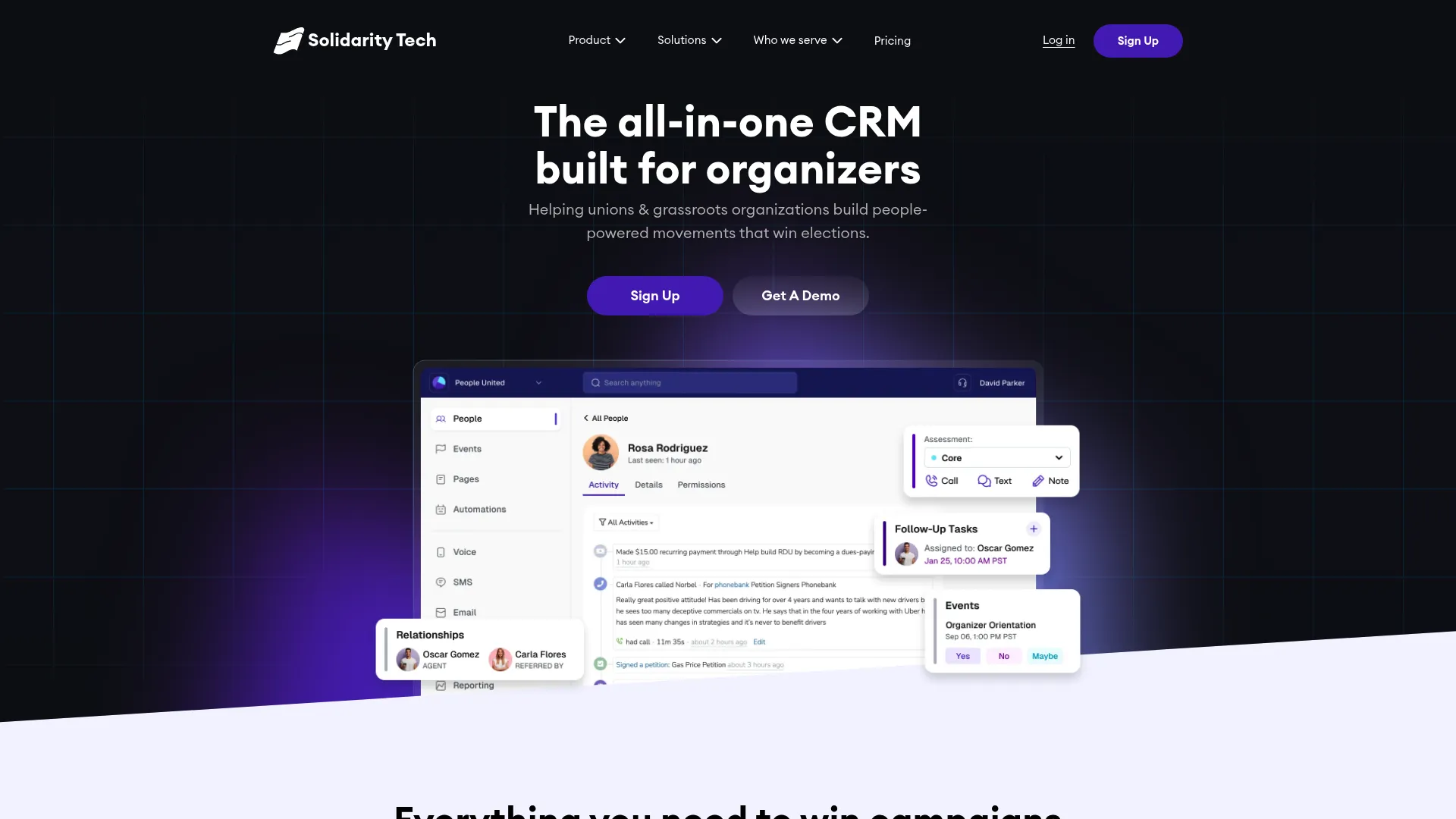 Solidarity Tech organizing and CRM toolkit homepage