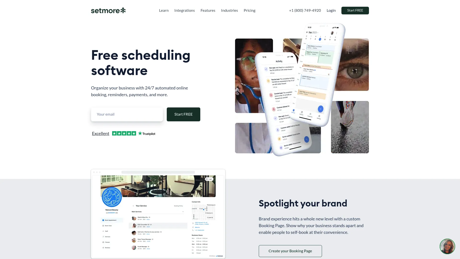 Setmore appointment scheduling homepage