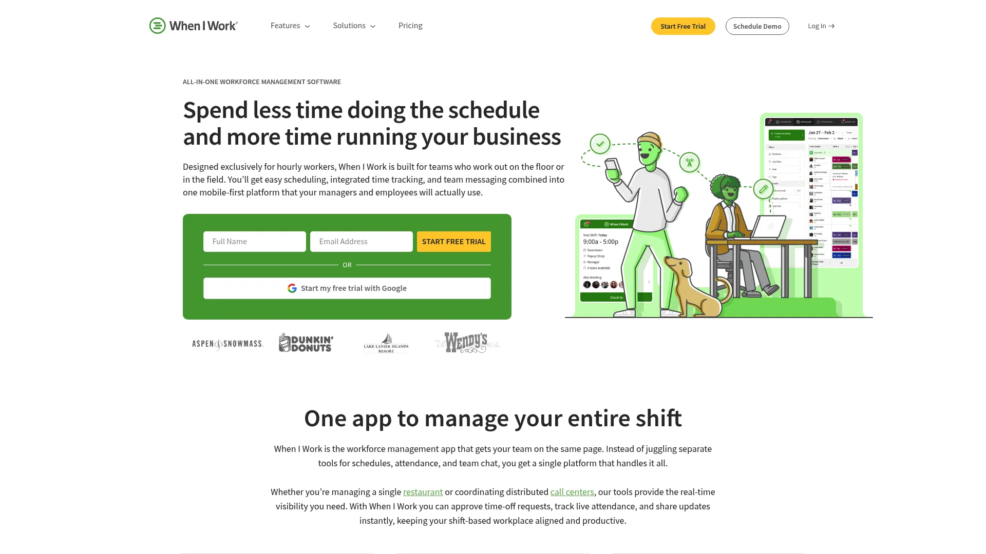 When I Work mobile-first shift scheduling software homepage