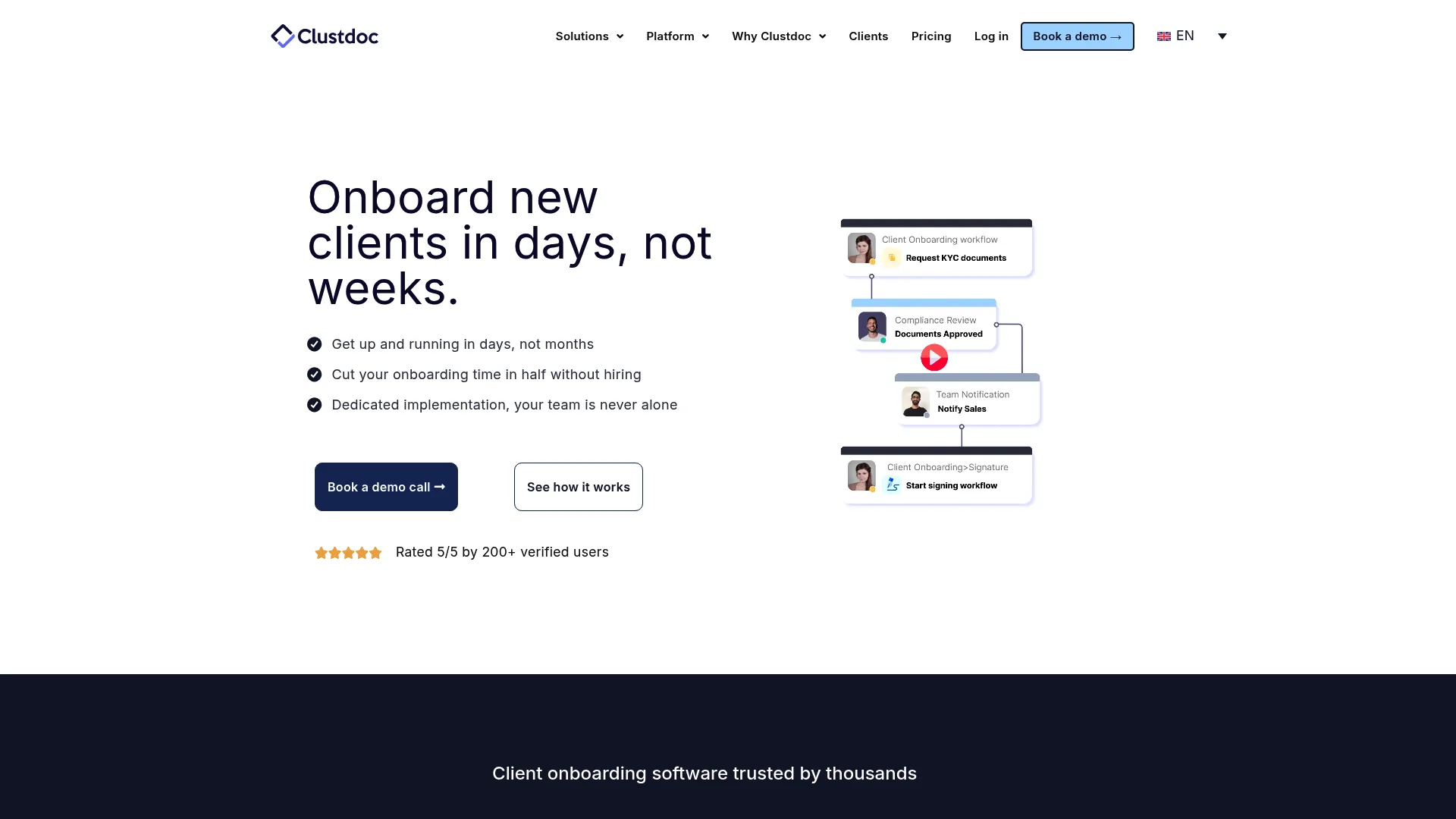 Clustdoc client onboarding and document collection interface