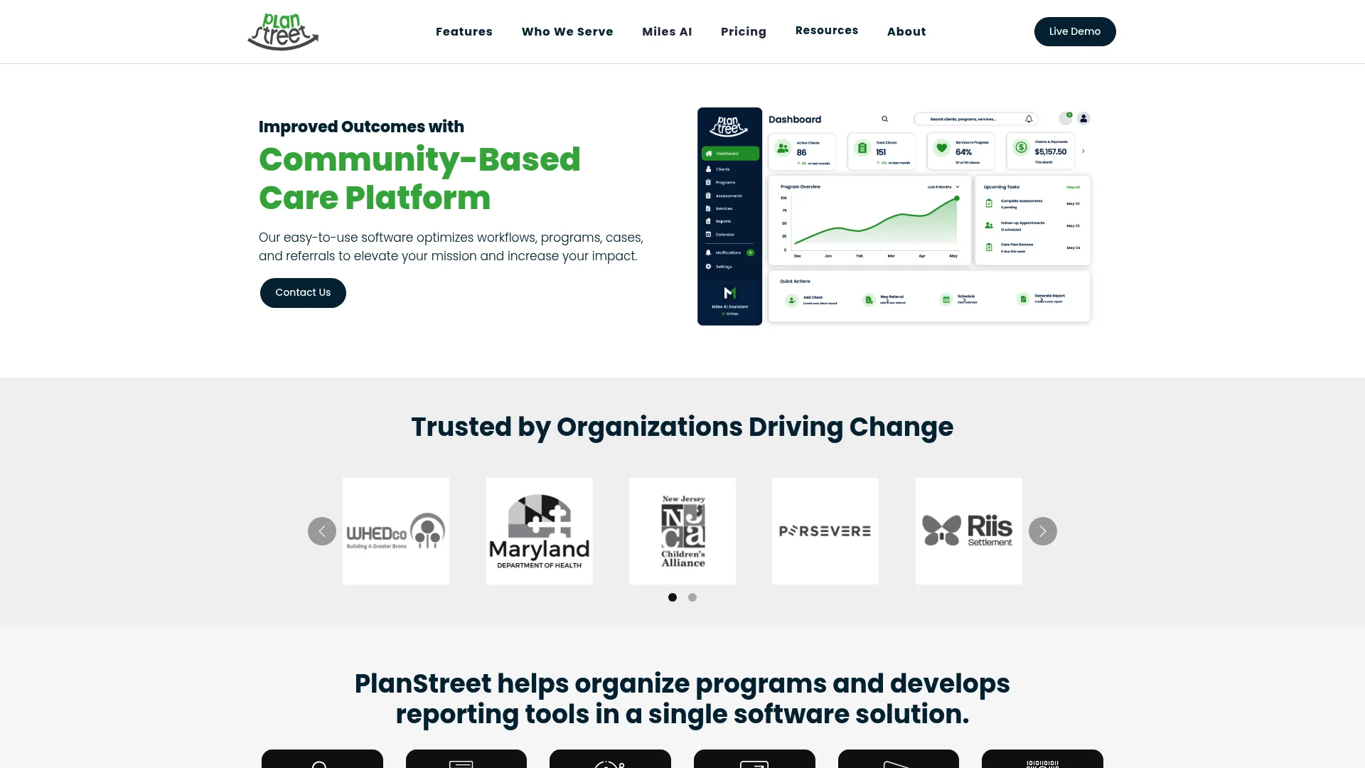 PlanStreet case management and reporting interface