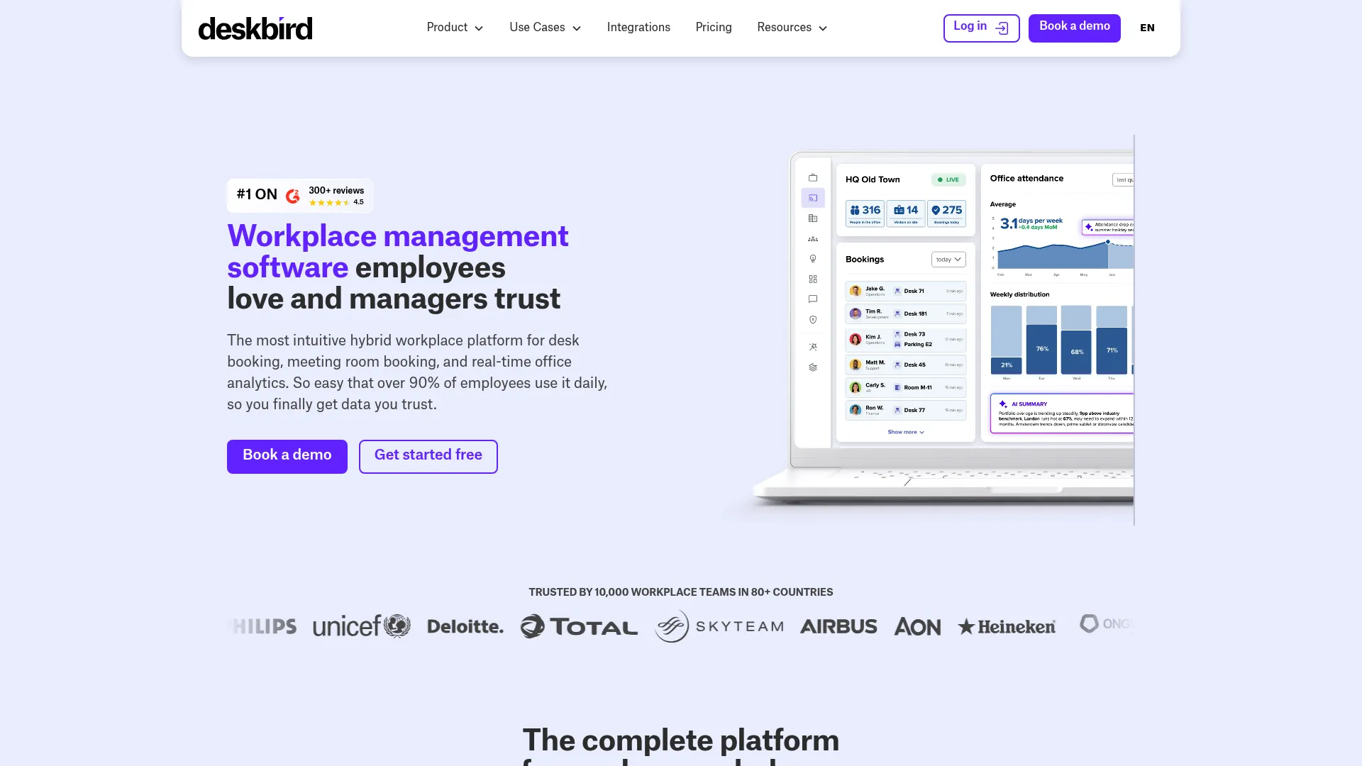 deskbird hybrid workplace app