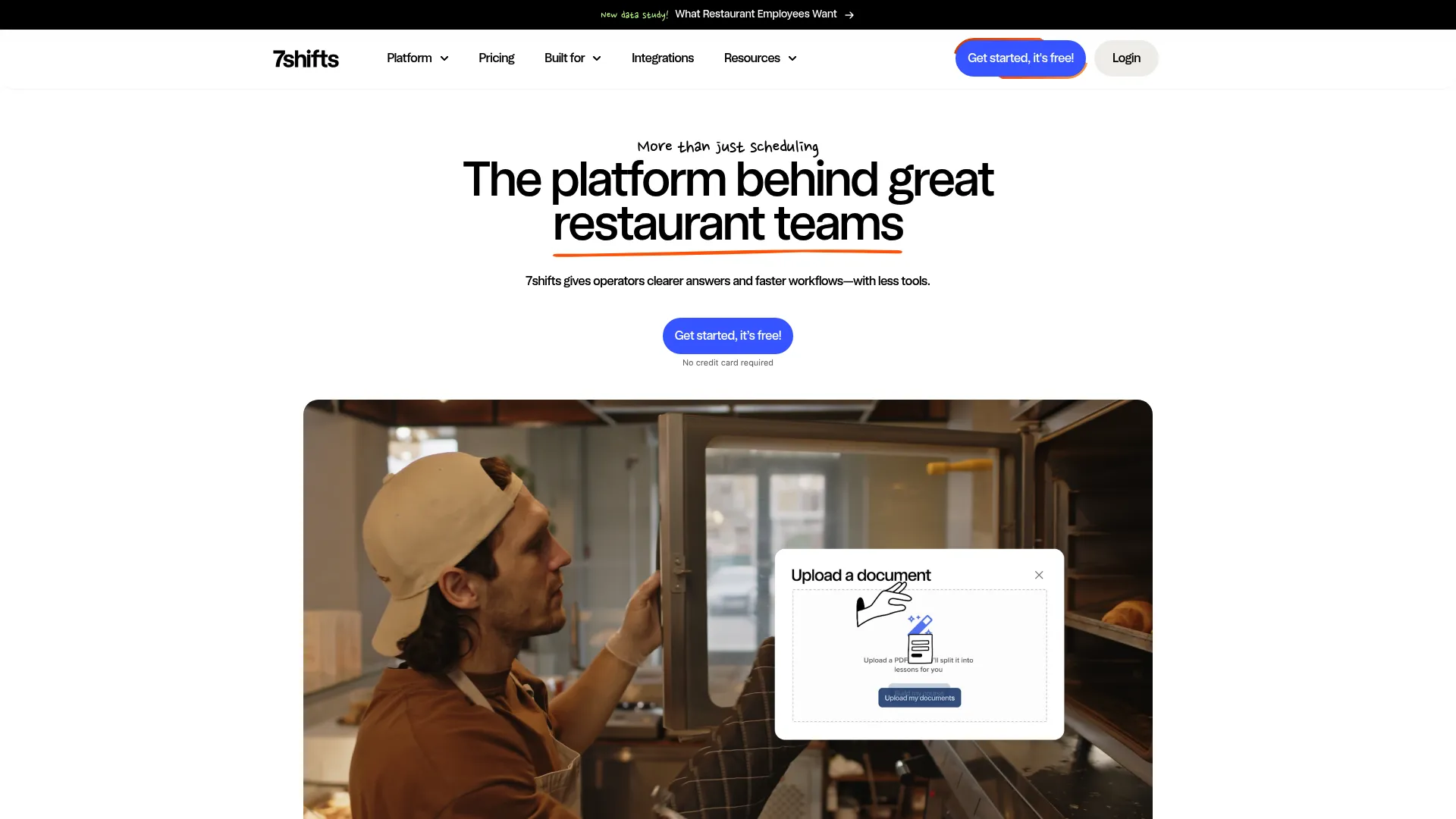 7shifts restaurant scheduling software homepage