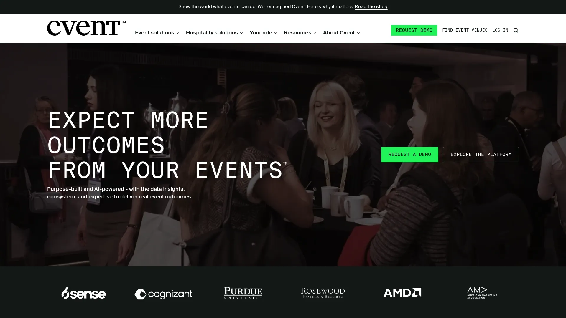 Cvent enterprise event management platform homepage