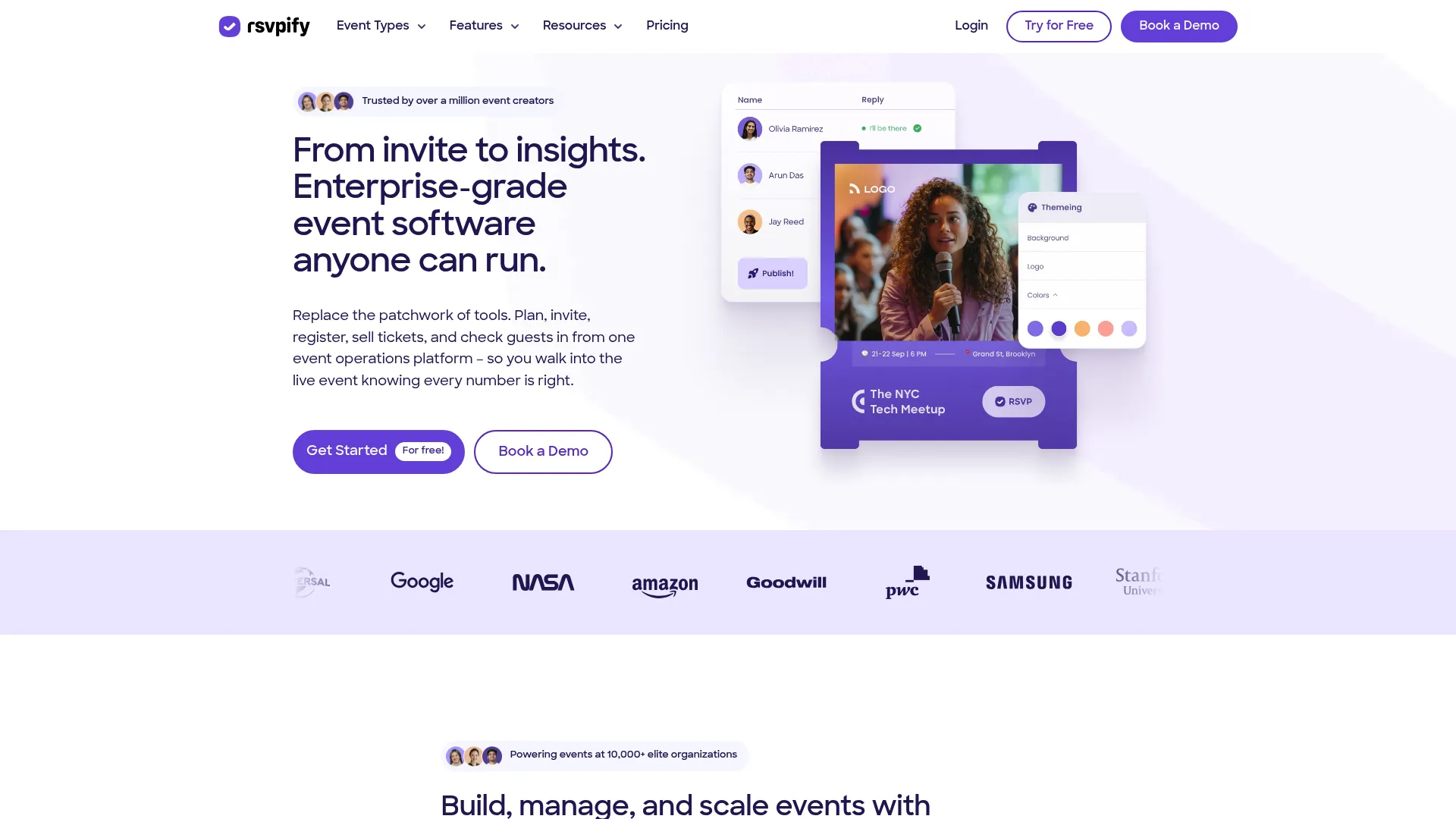 RSVPify event registration and check-in platform homepage