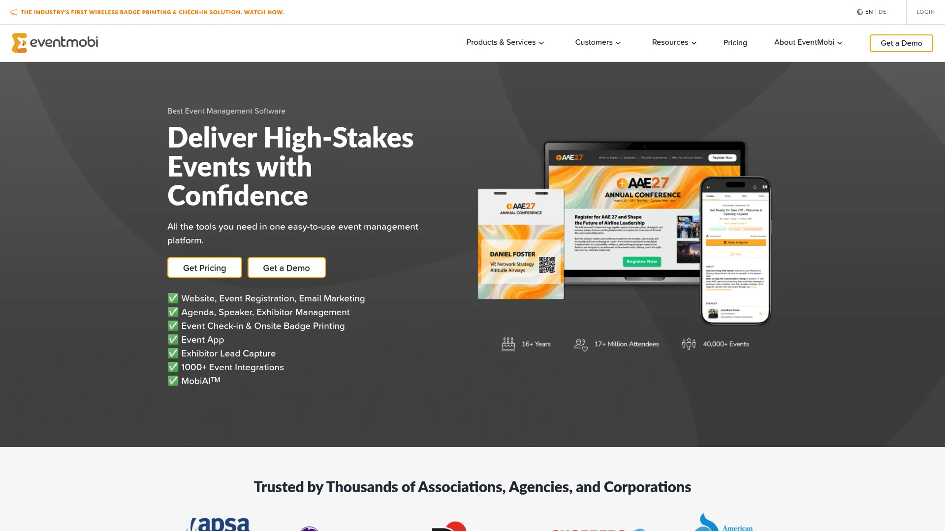 EventMobi event management platform homepage