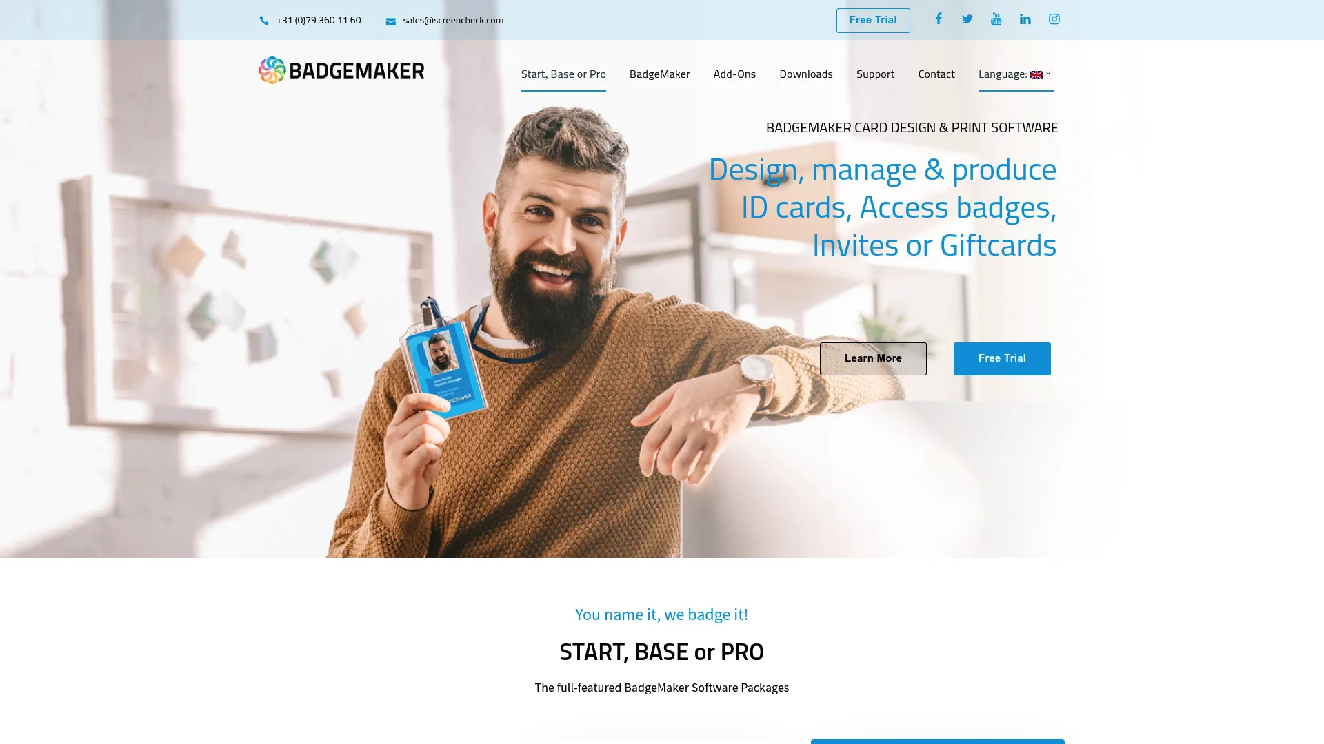 BadgeMaker desktop ID card design software homepage
