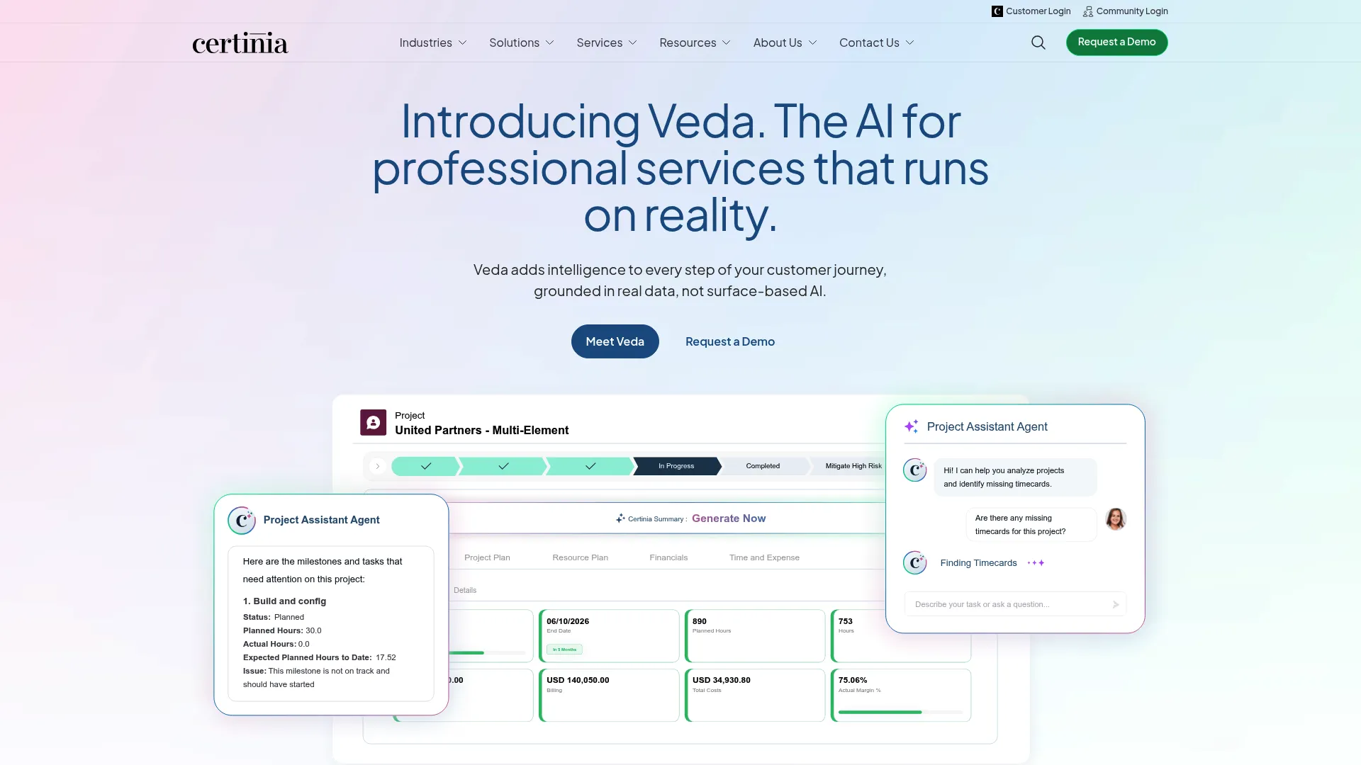 Certinia professional services automation platform homepage