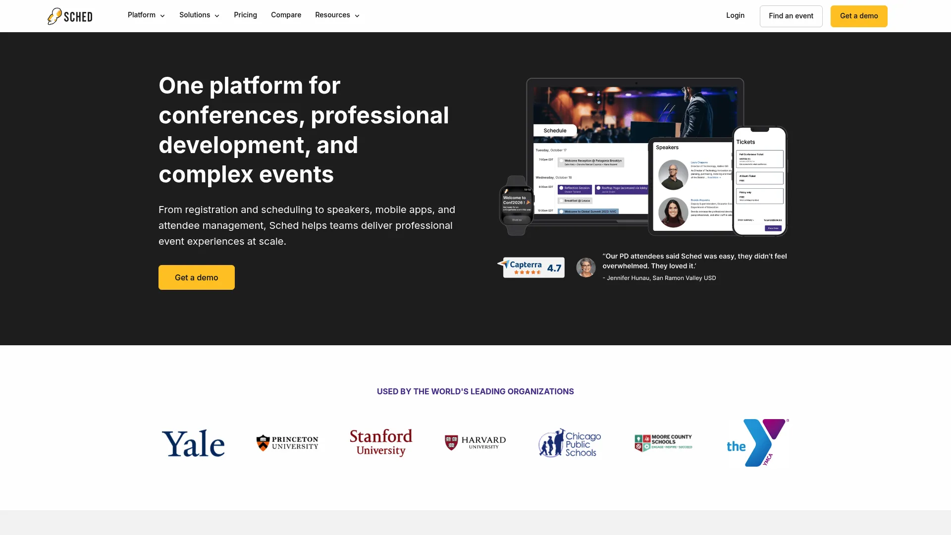 Sched event scheduling and agenda management homepage