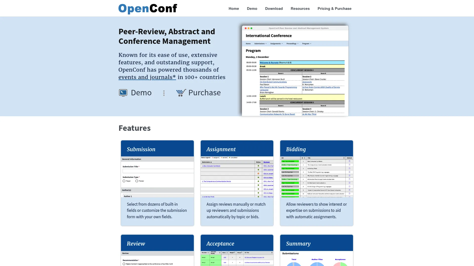 OpenConf conference and abstract management homepage