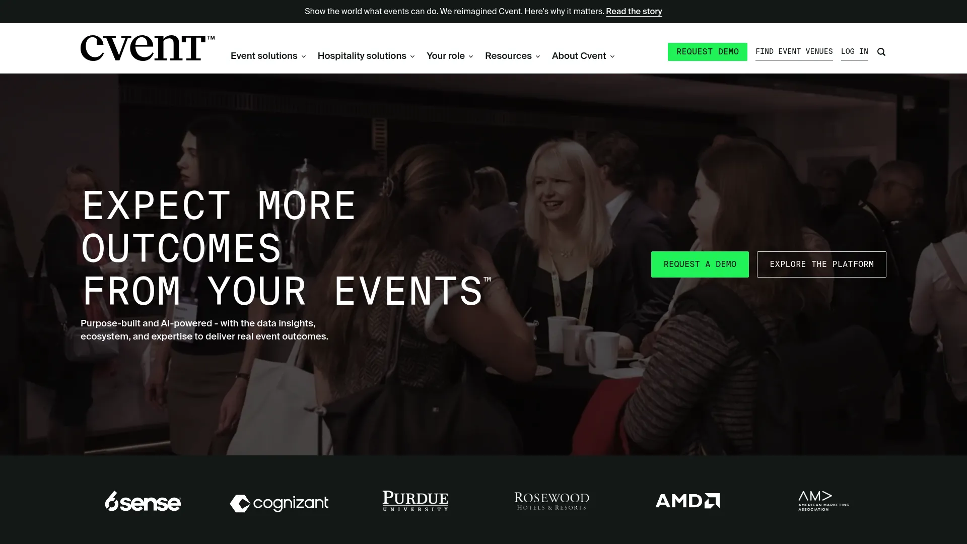 Cvent hybrid event platform homepage
