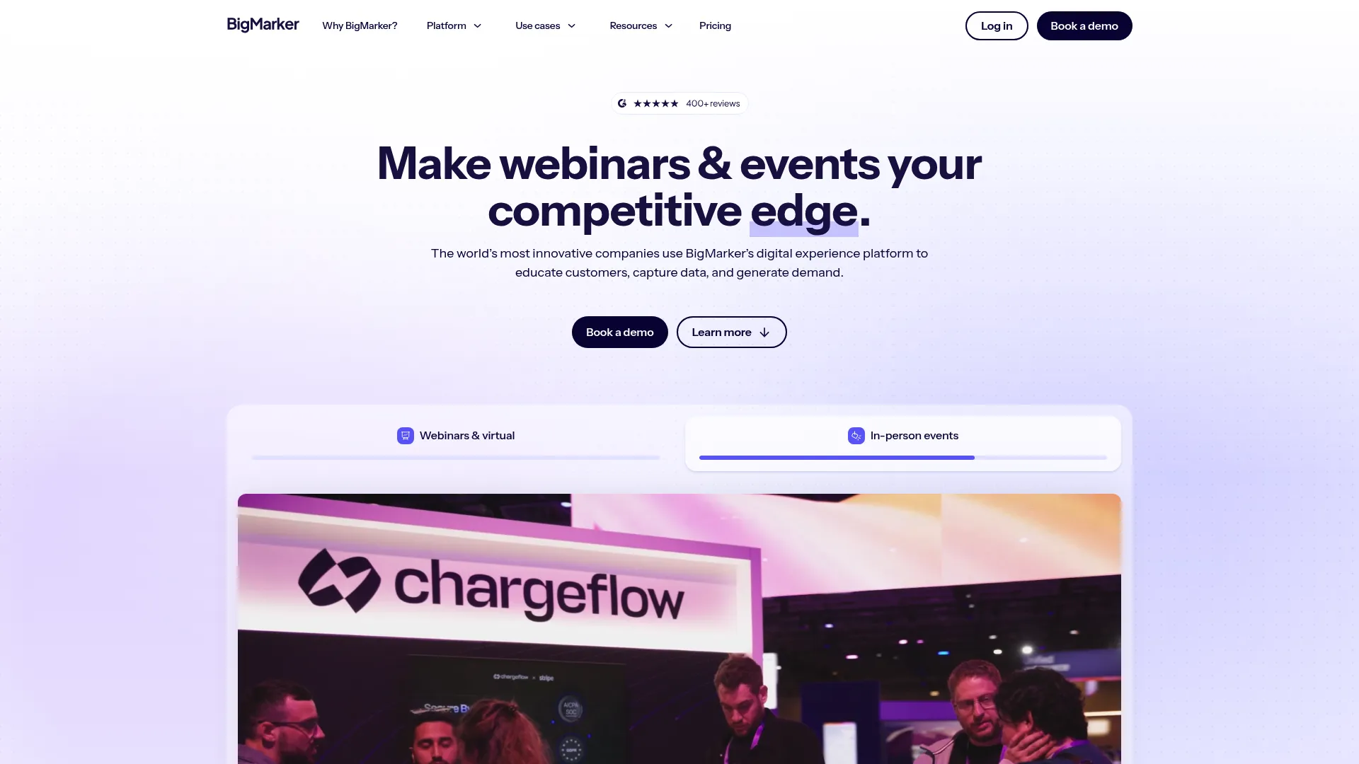 BigMarker webinar and virtual events platform homepage