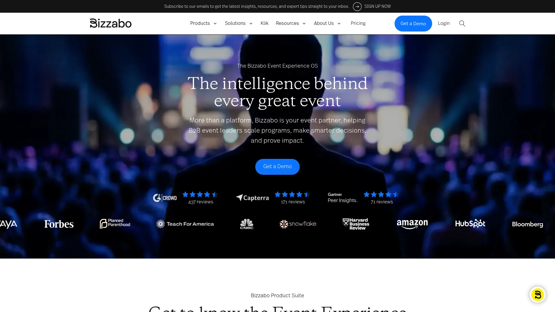 Bizzabo event management platform homepage