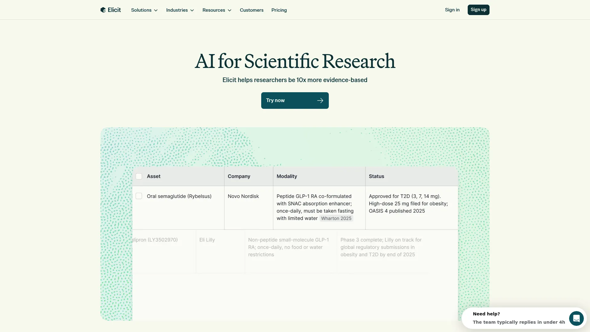 Elicit literature review workspace