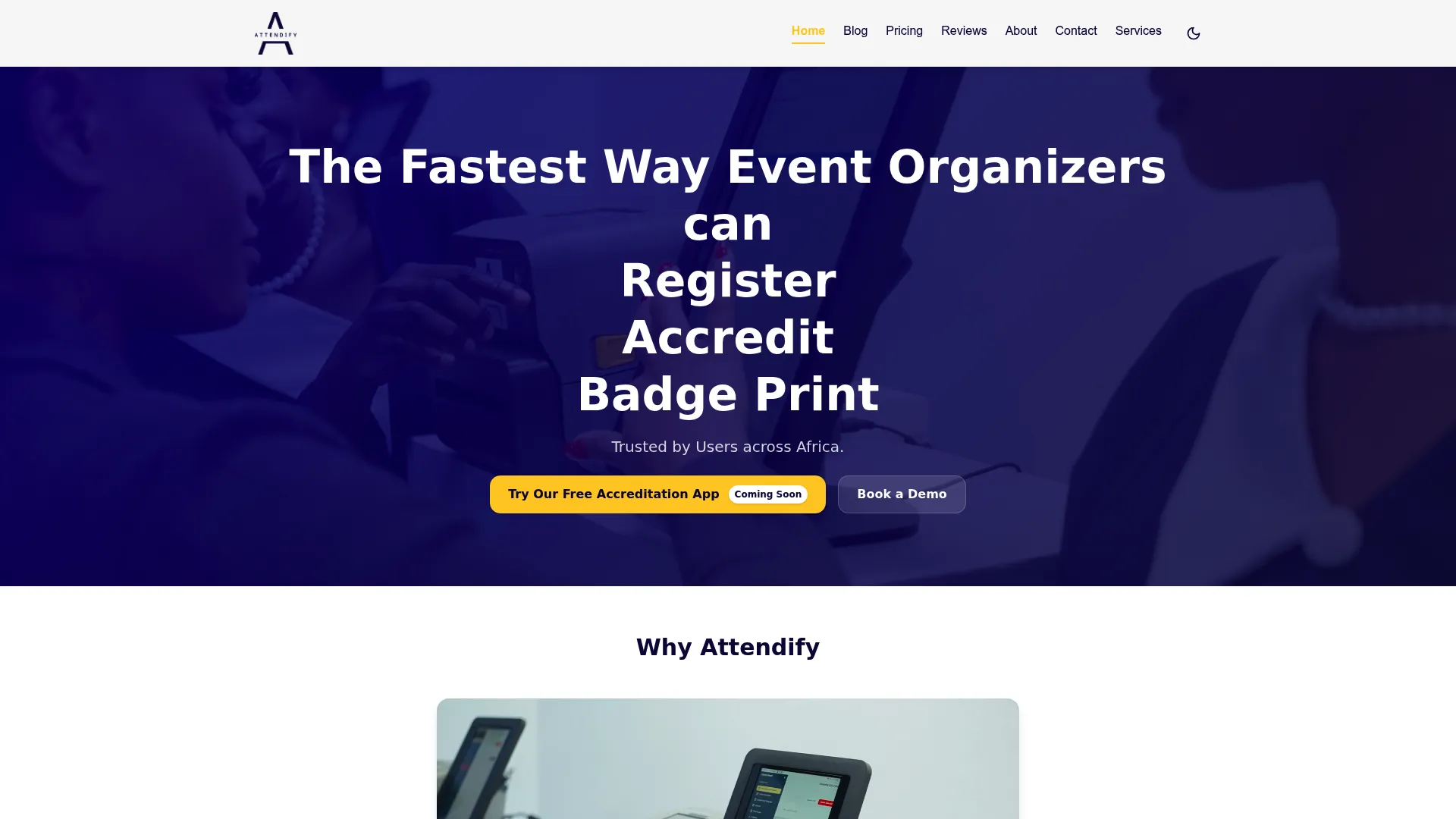 Attendify event registration and badge printing interface