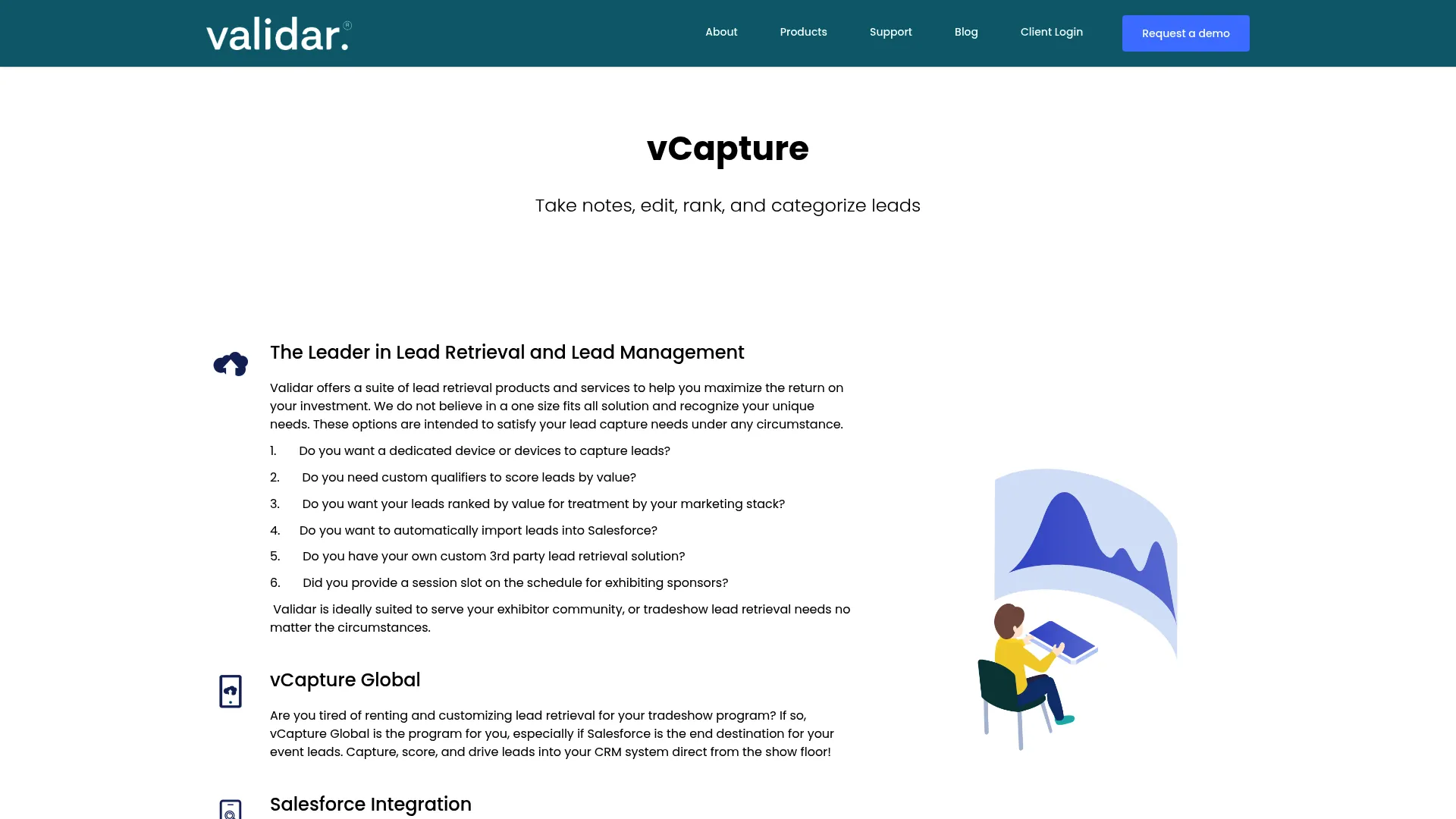 vCapture by Validar lead capture and Salesforce integration screen