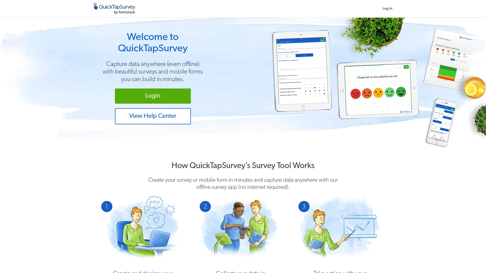 QuickTapSurvey offline data collection interface on a tablet