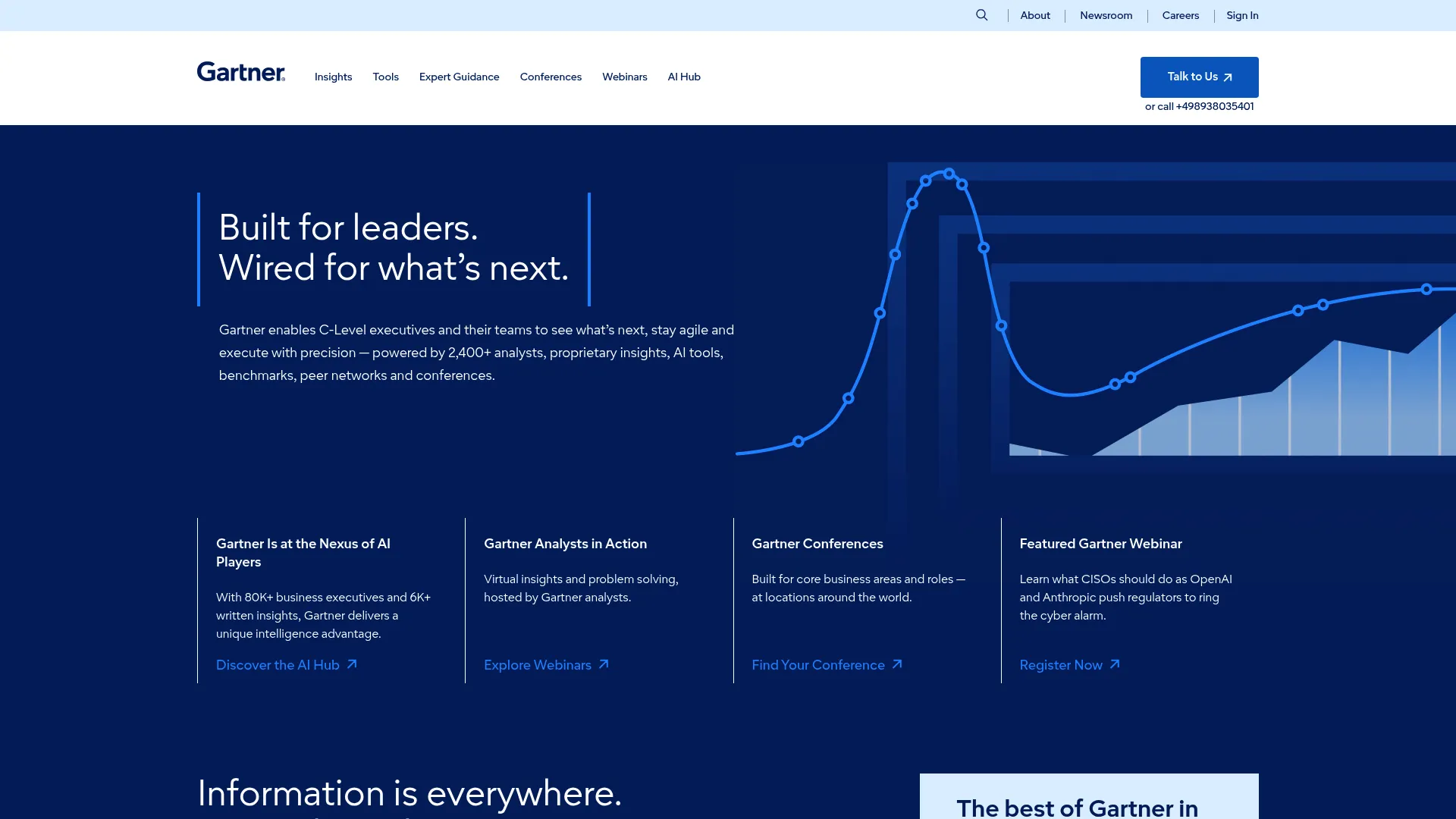 Gartner homepage showing research and advisory services