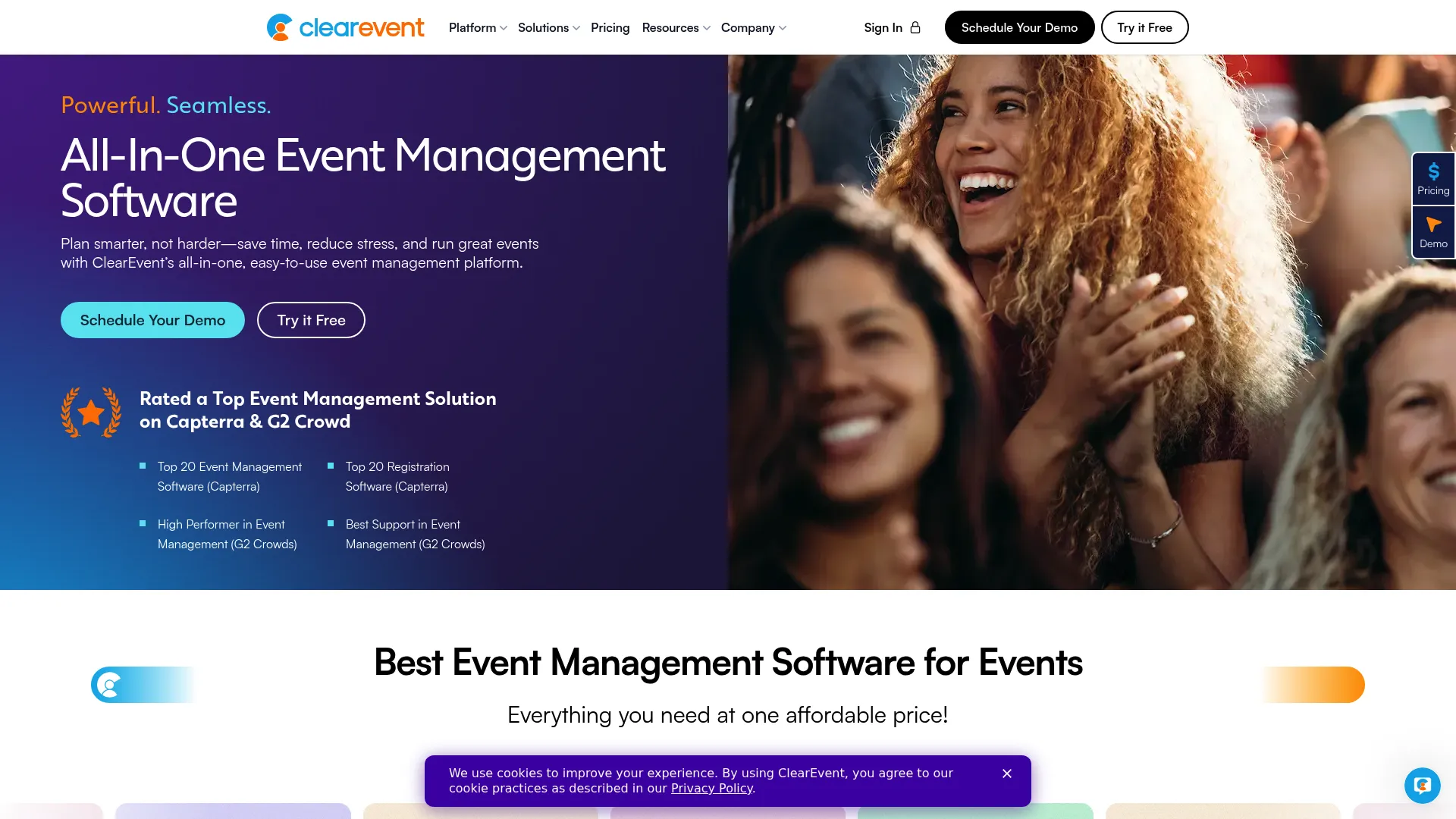 ClearEvent event management dashboard