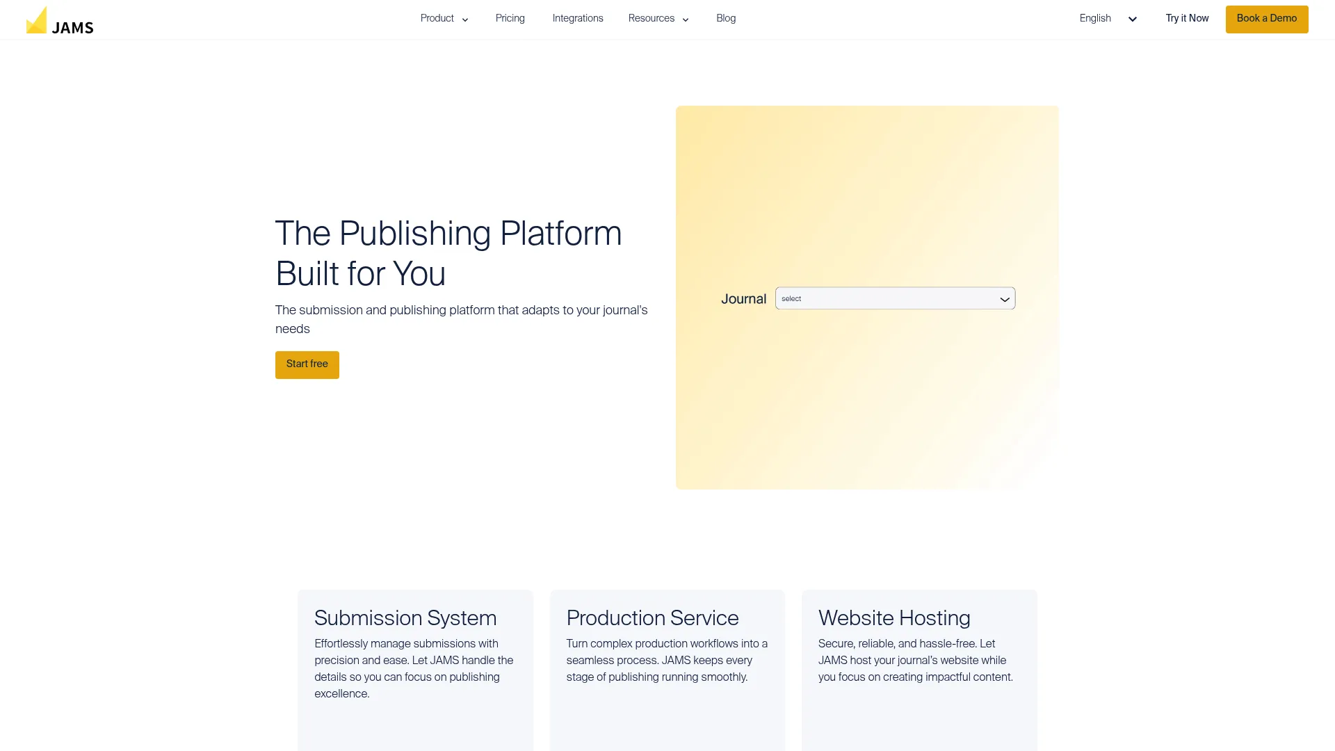 JAMS journal management software homepage