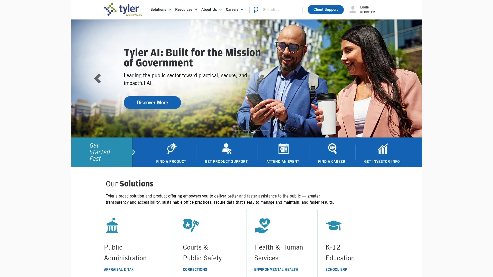 Tyler Technologies public-sector software homepage