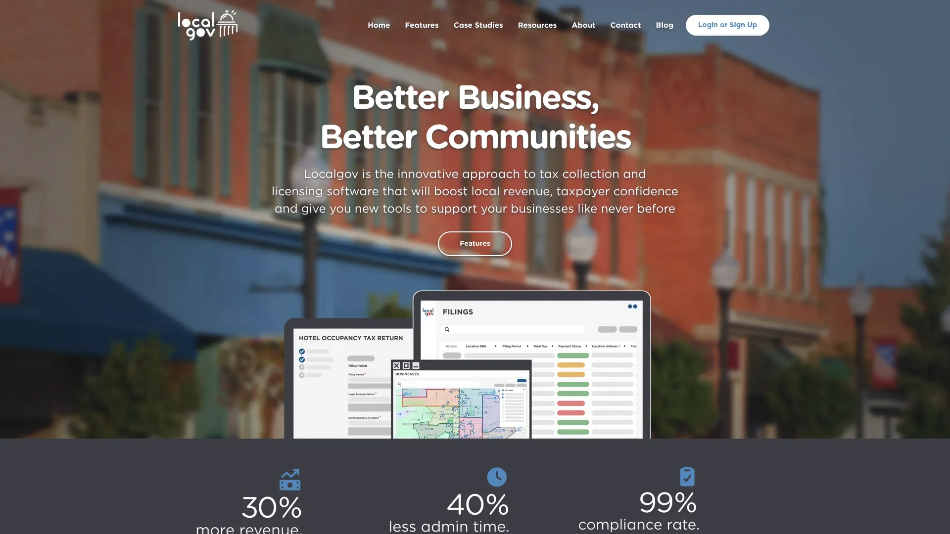 Localgov tax and fee administration platform homepage