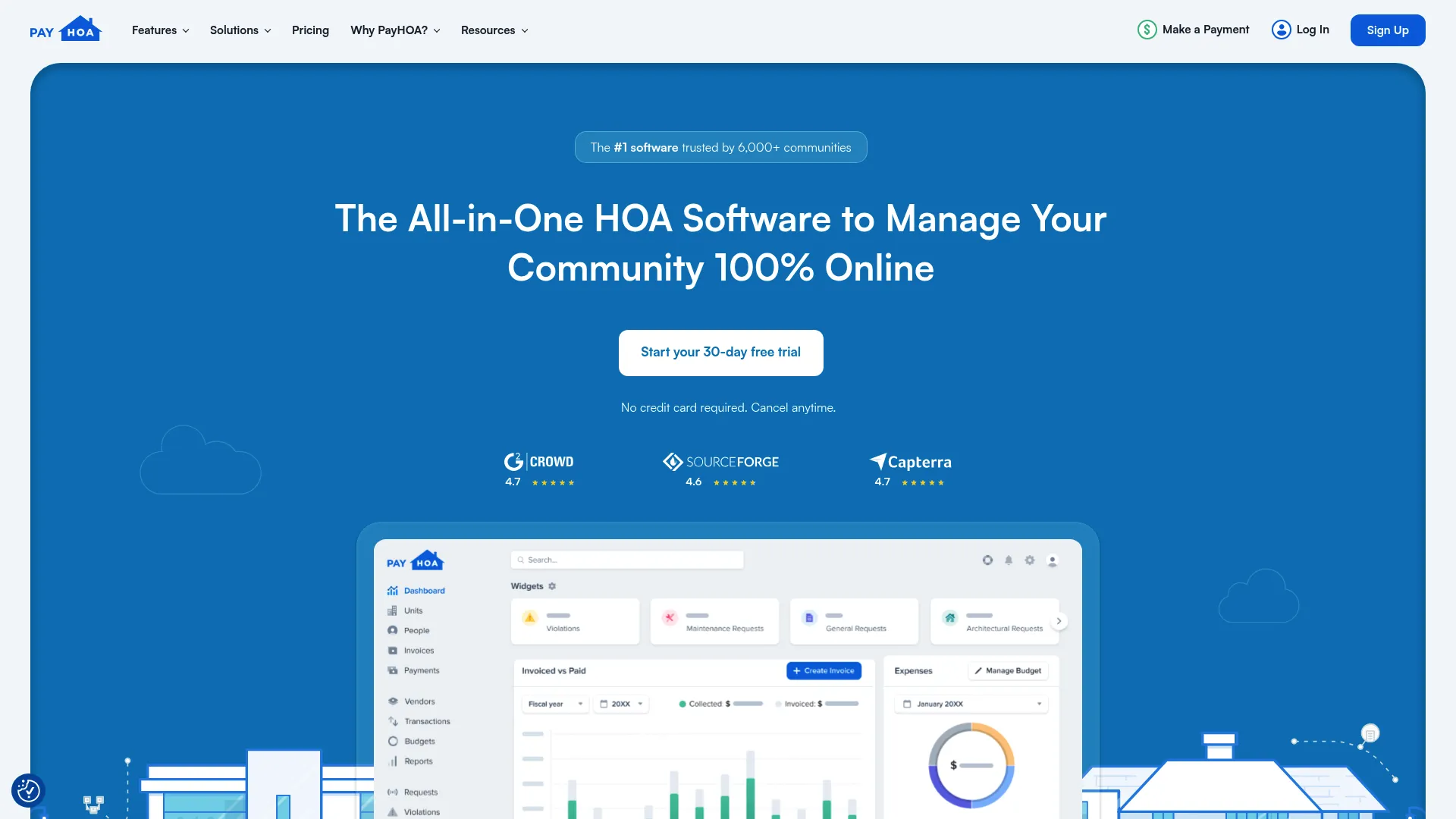 PayHOA HOA management software homepage