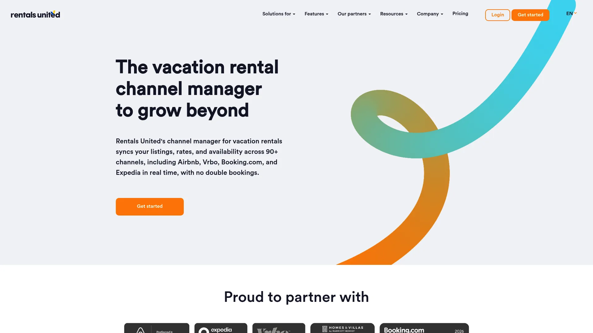 Rentals United vacation rental channel manager and distribution platform homepage