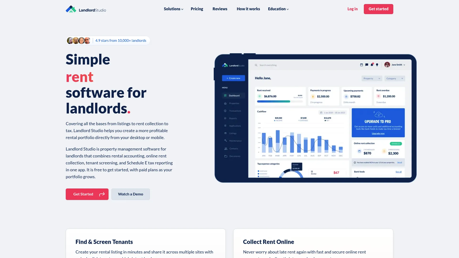 Landlord Studio rental accounting dashboard