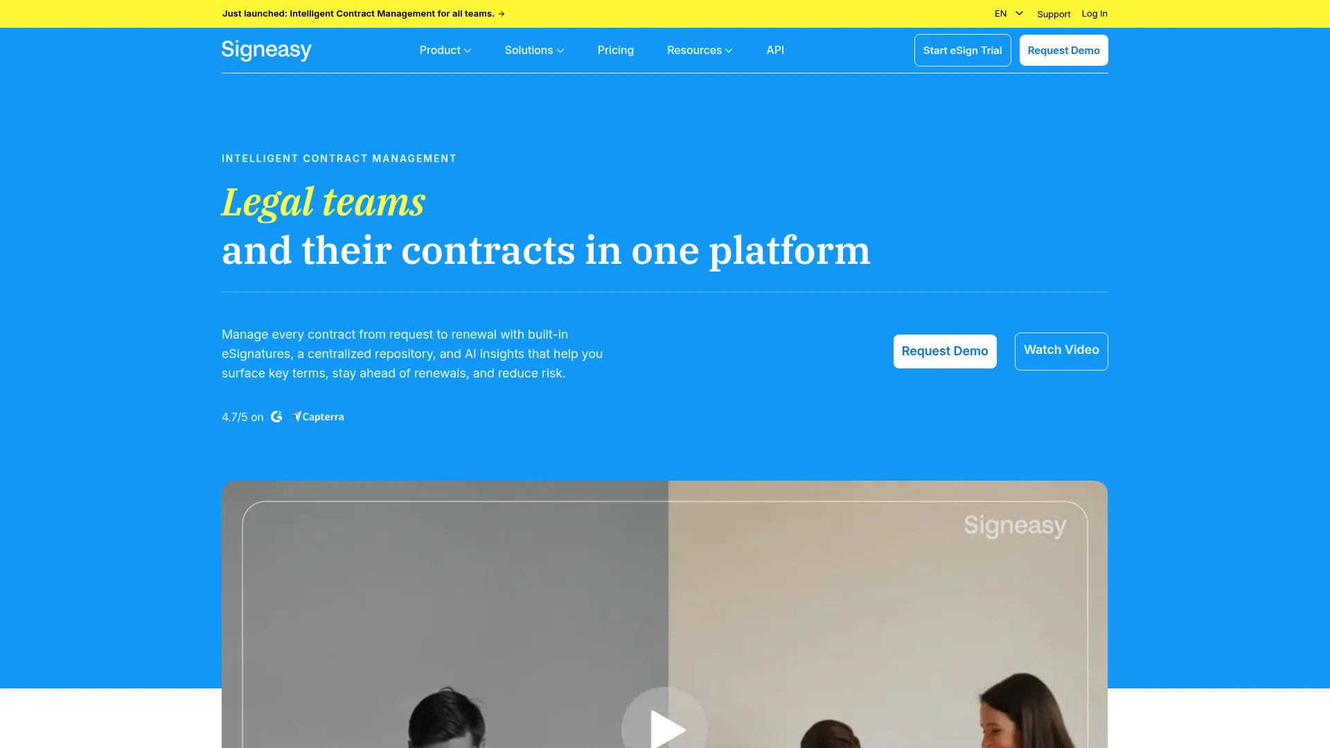 Signeasy eSignature and document management homepage
