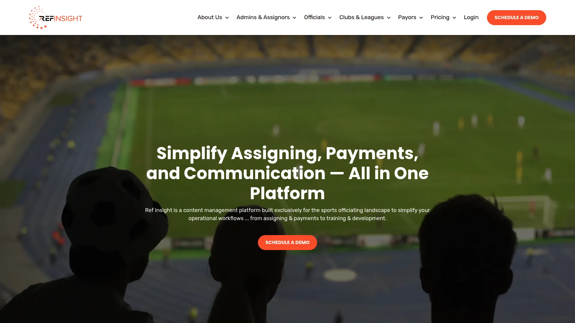 RefInsight officiating management platform homepage