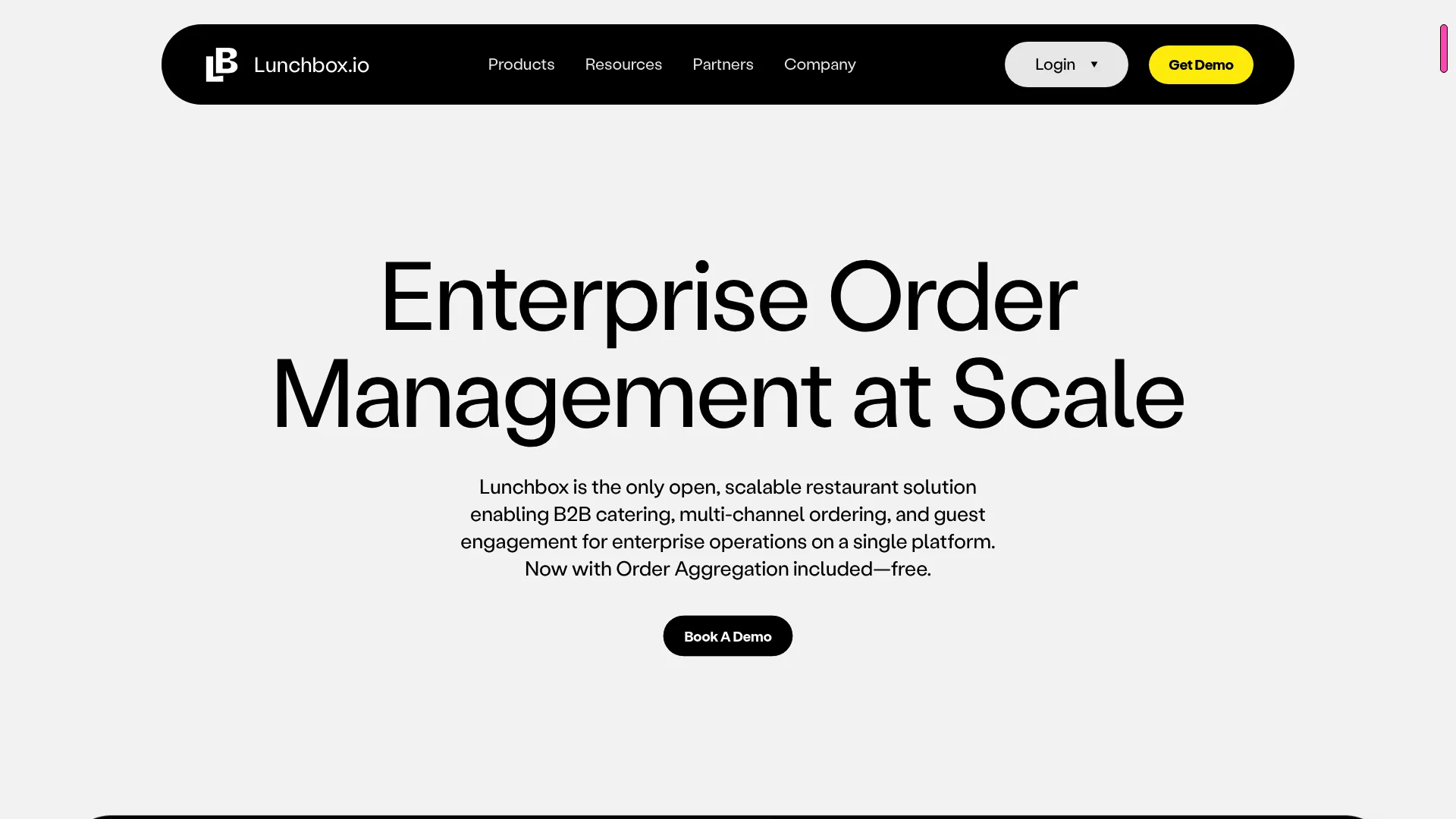 Lunchbox enterprise restaurant ordering platform homepage