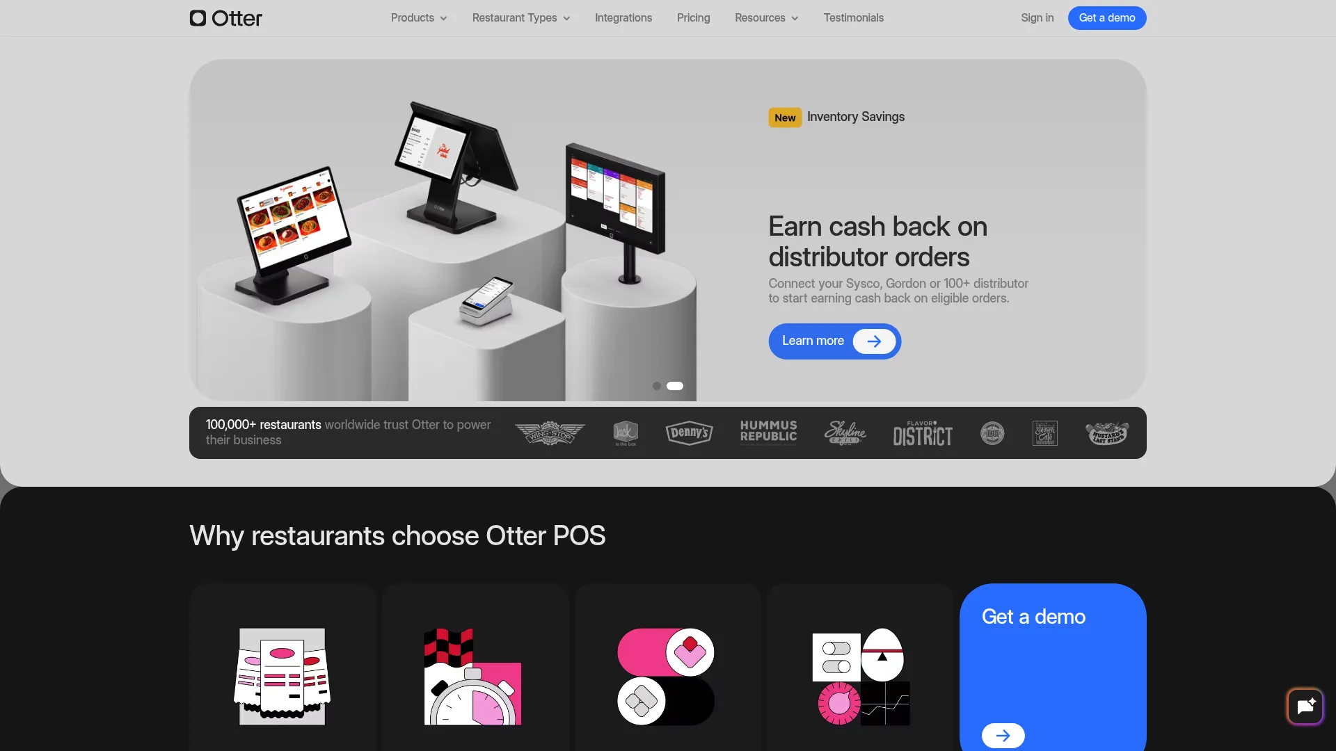 Otter restaurant operating system and order aggregation homepage