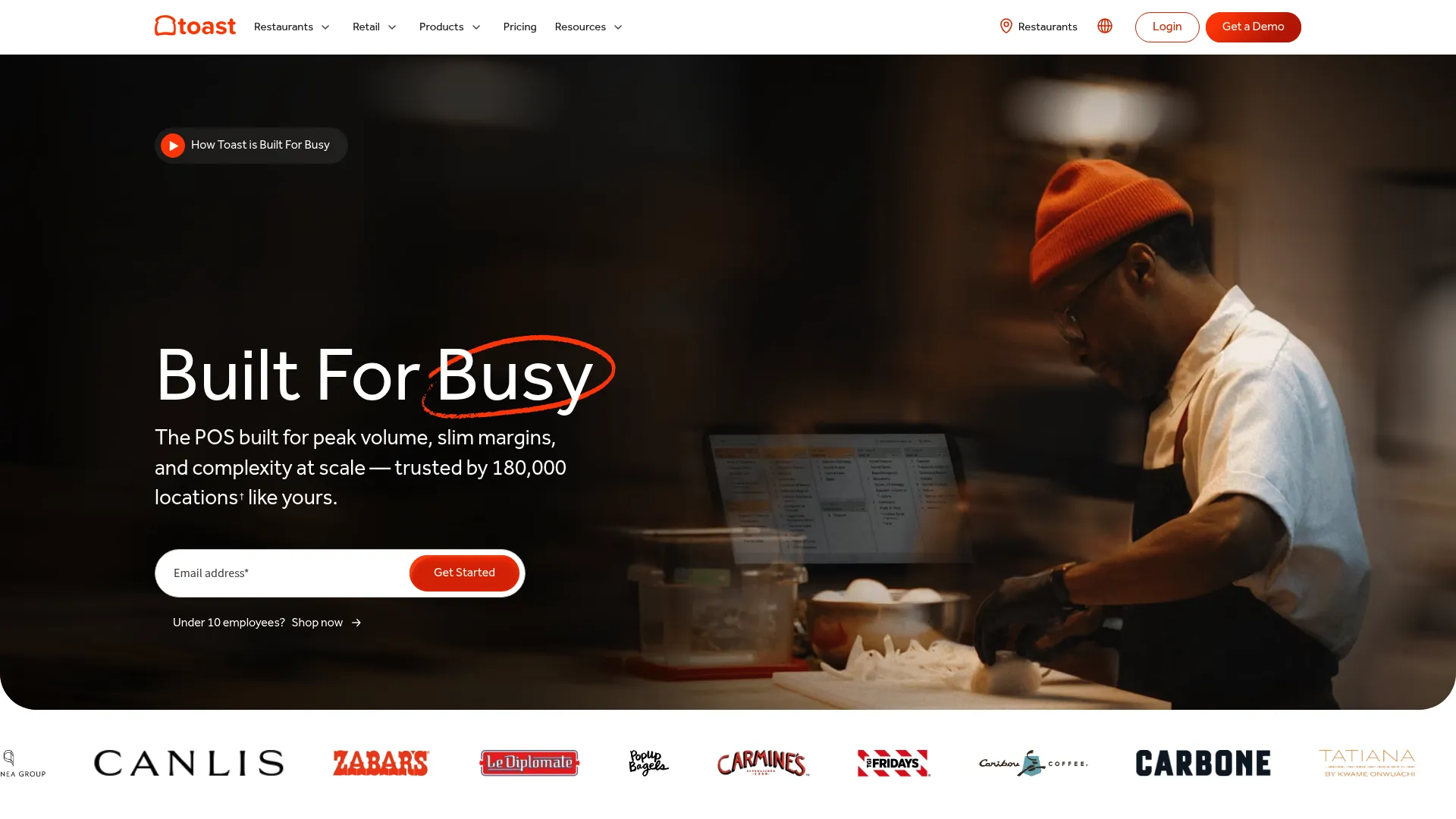 Toast restaurant POS and management platform homepage