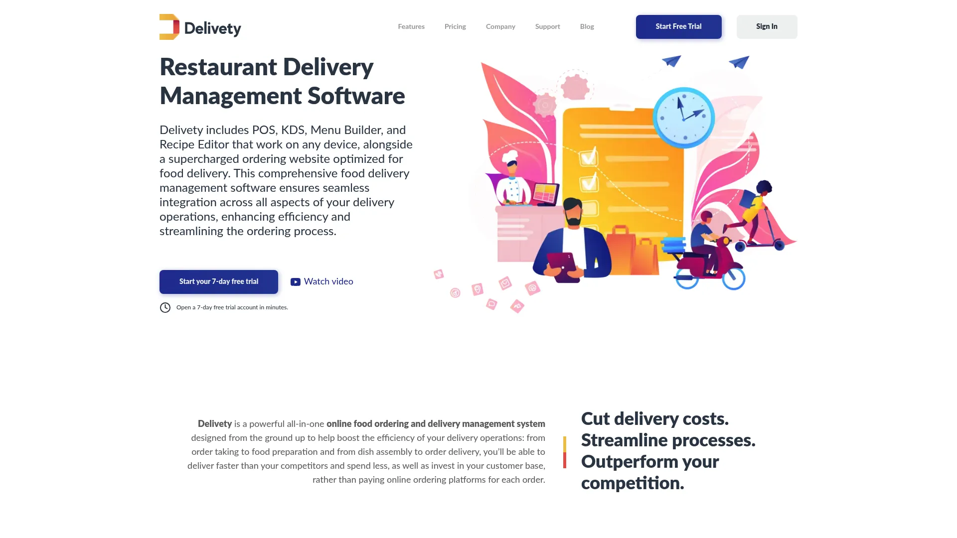 Delivety food delivery management software dashboard