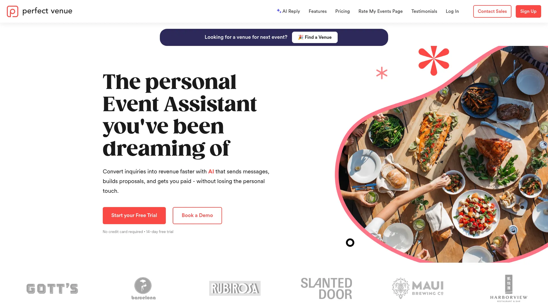 Perfect Venue event management software homepage