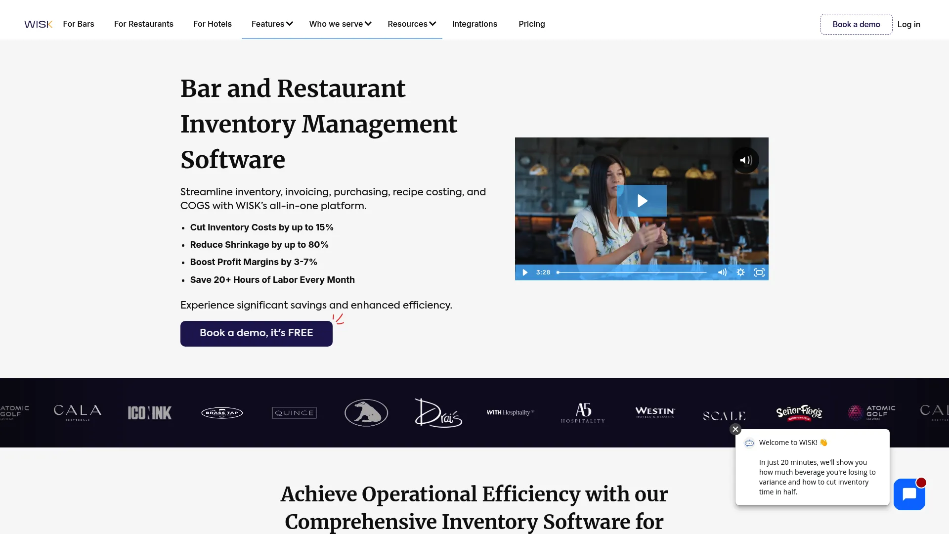 WISK.ai bar and food inventory software