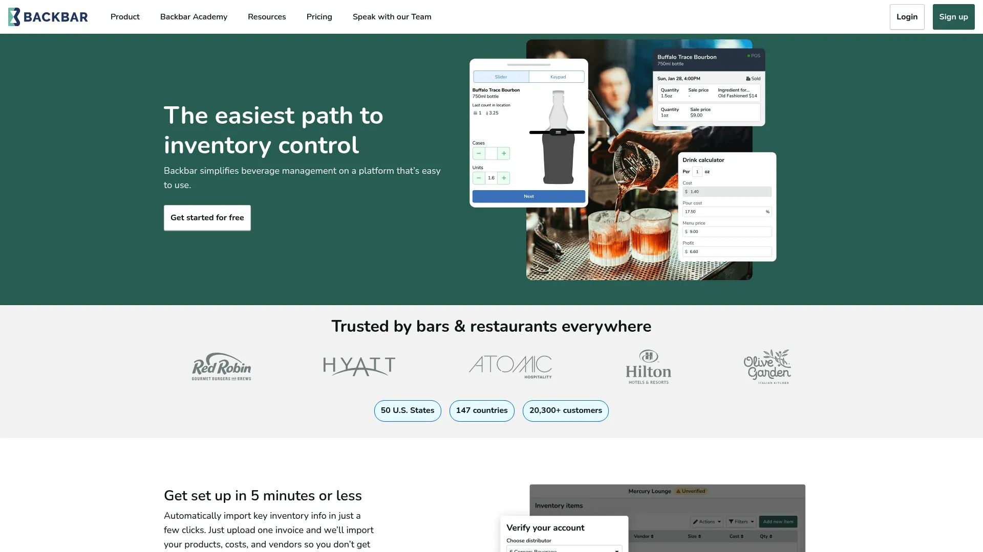 Backbar bar inventory software homepage