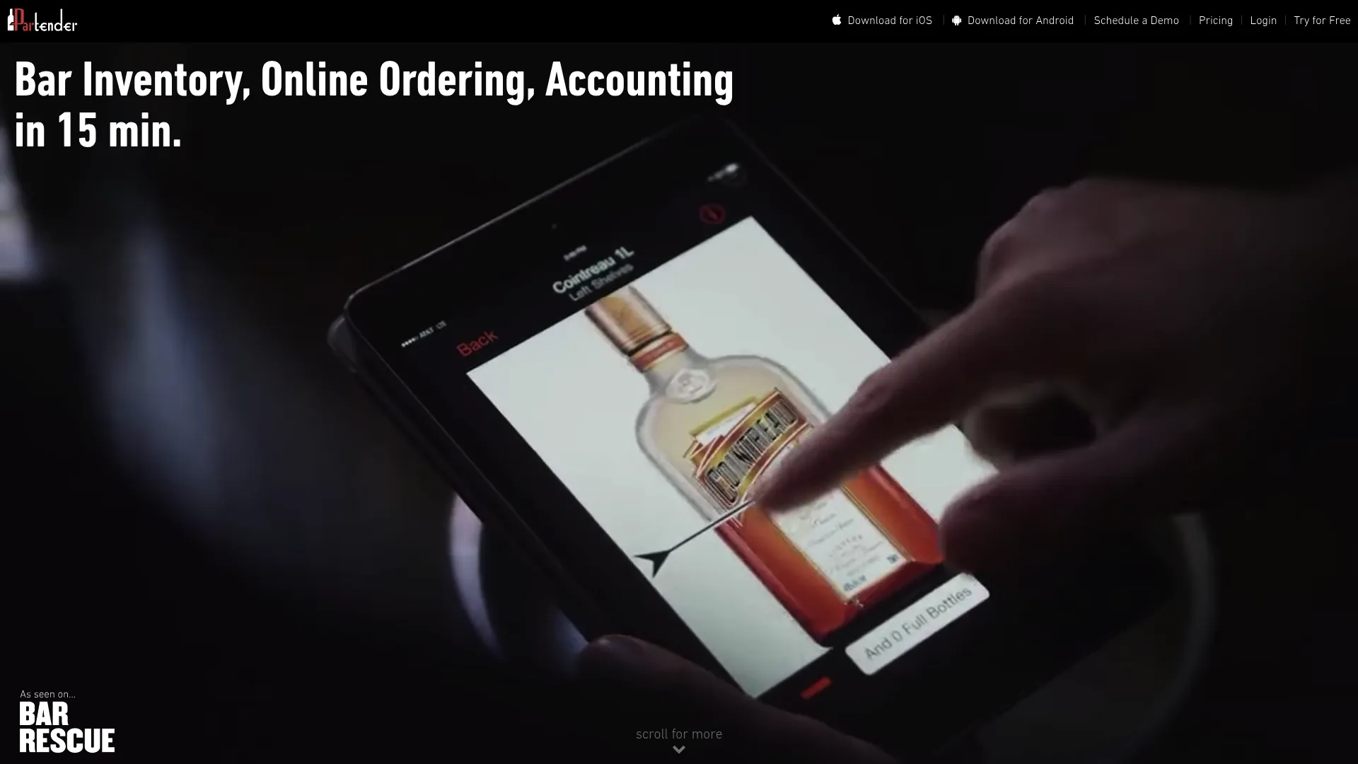 Partender bar inventory app counting interface