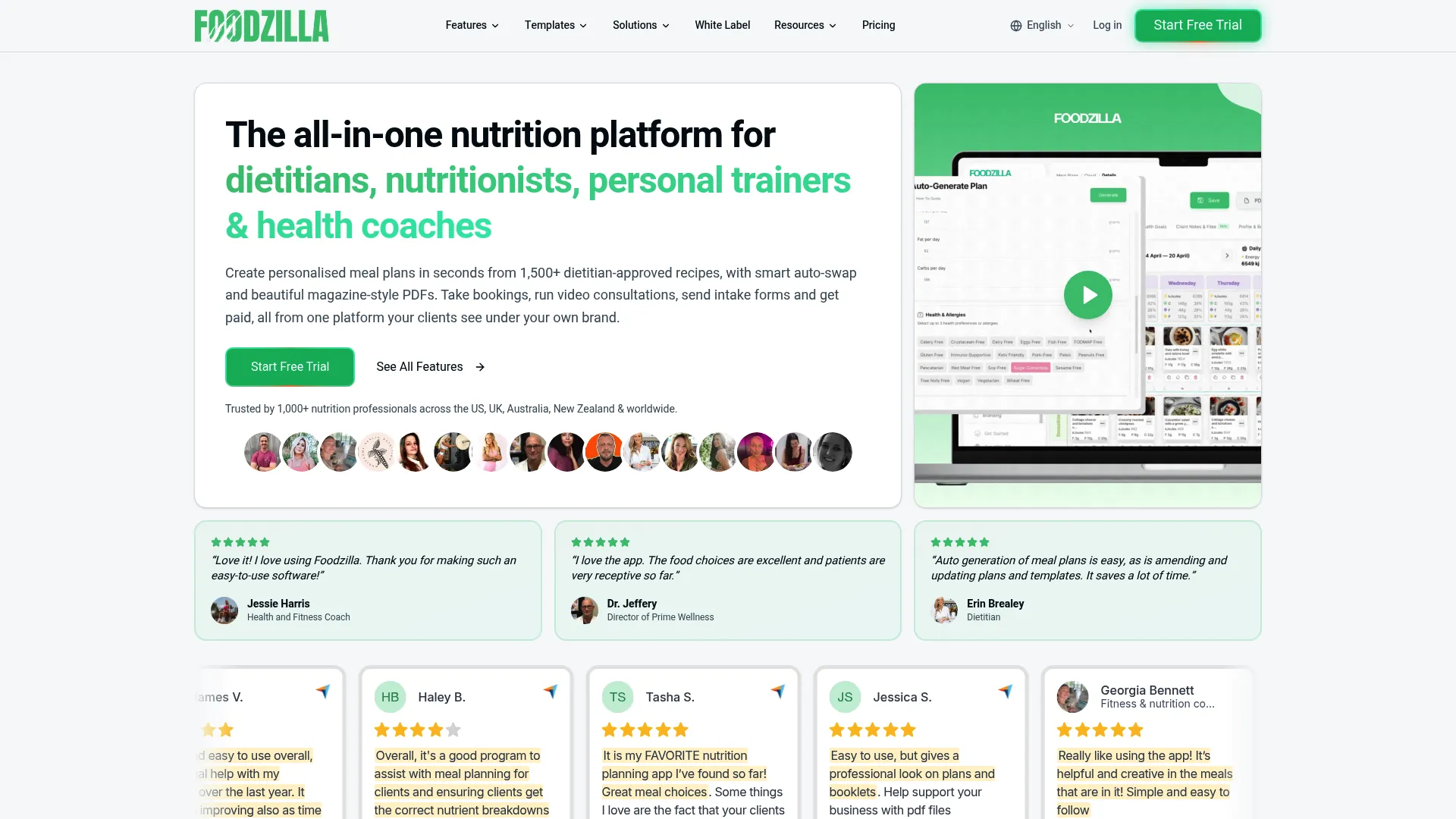 Foodzilla nutrition coaching and meal planning platform
